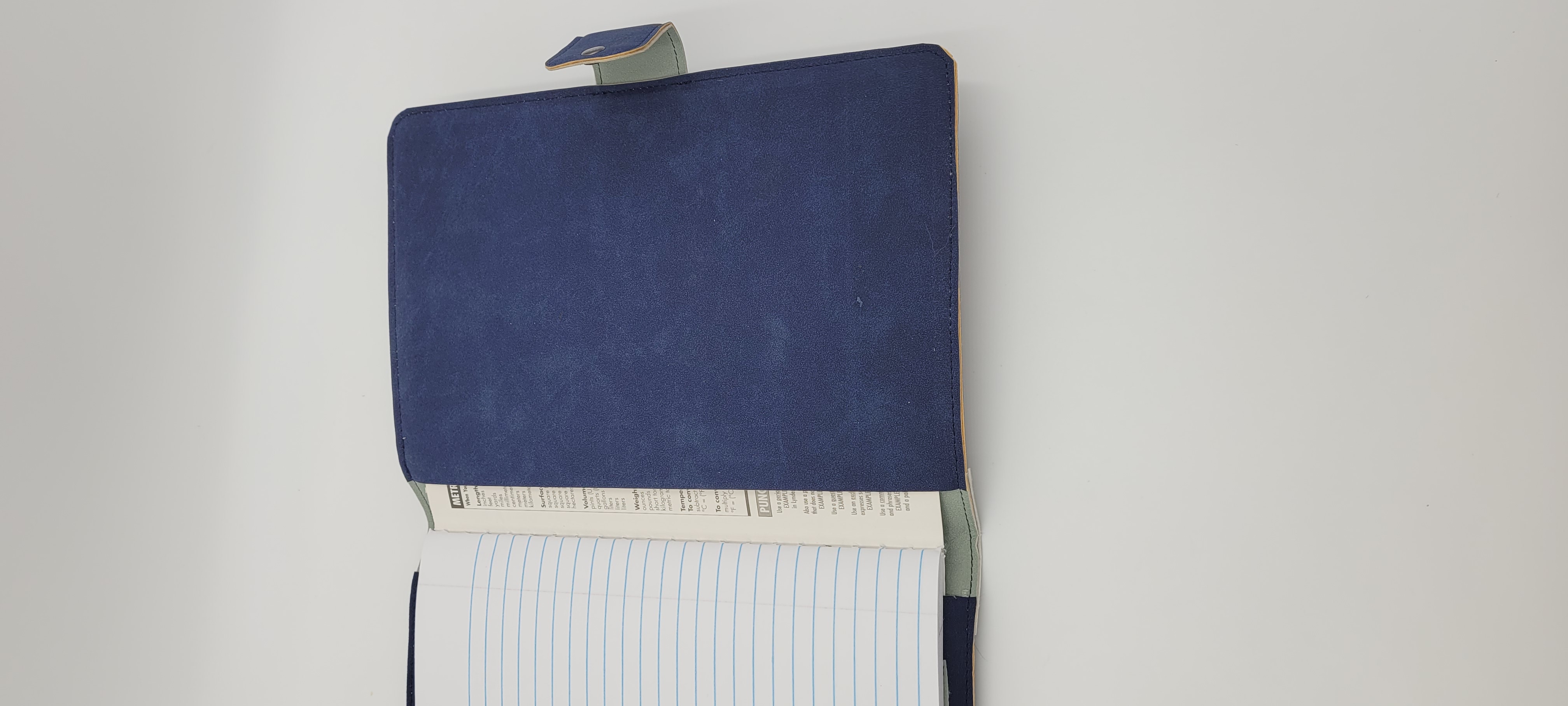 Journal Cover, Notebook Cover, Faux Suede, Dark Blue with Grey Accent, Purple Title 
