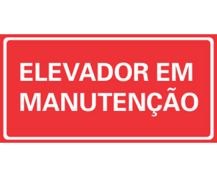 placa para sinalizar Elevador em Manutenção. Informação Adicional Utilização Residenciais e Comerciais Medidas 10cm x 20cm Material ADESIVO ACRÍLICO