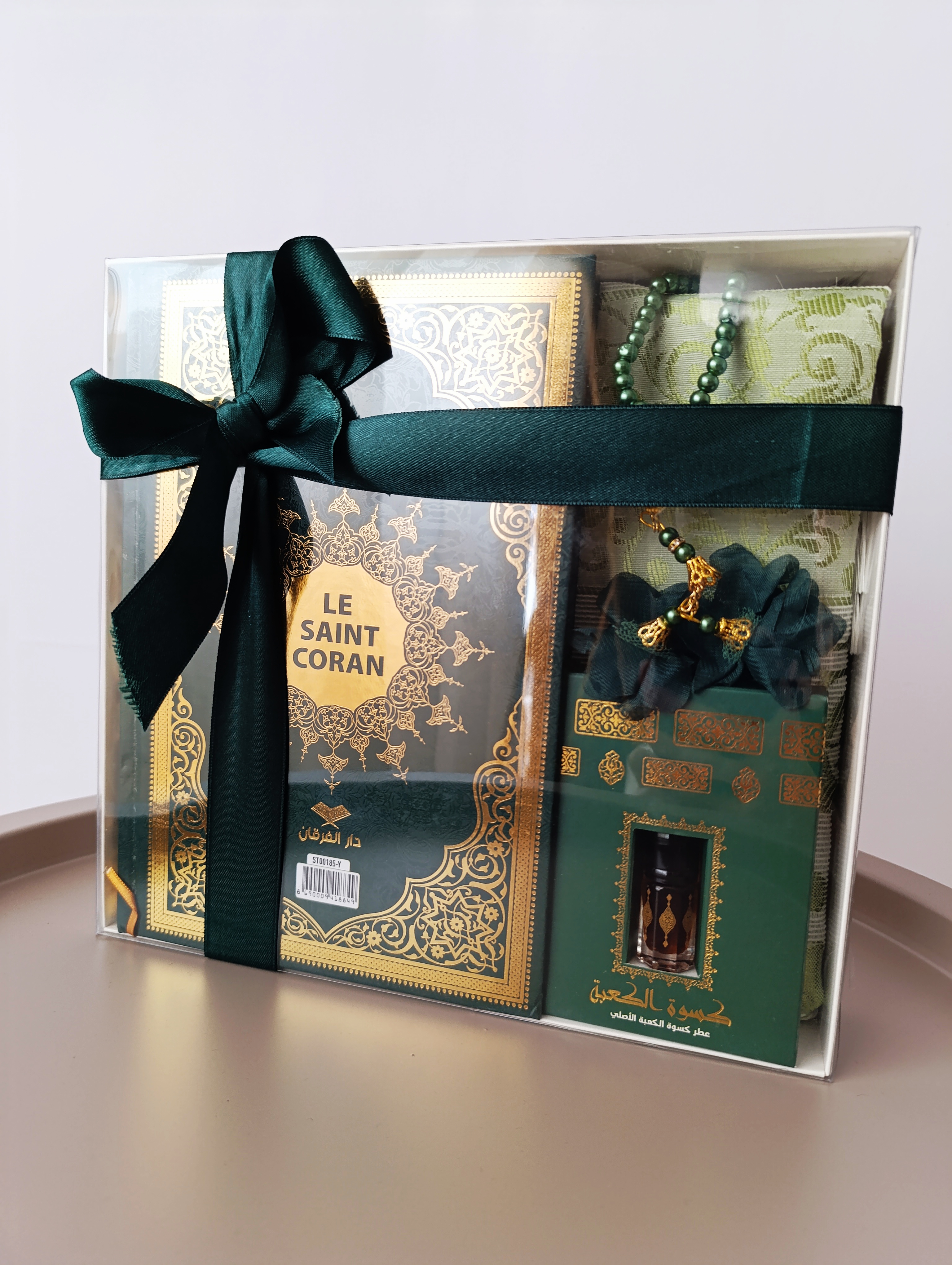 Coffret Coran tapis de prière musc et tasbih