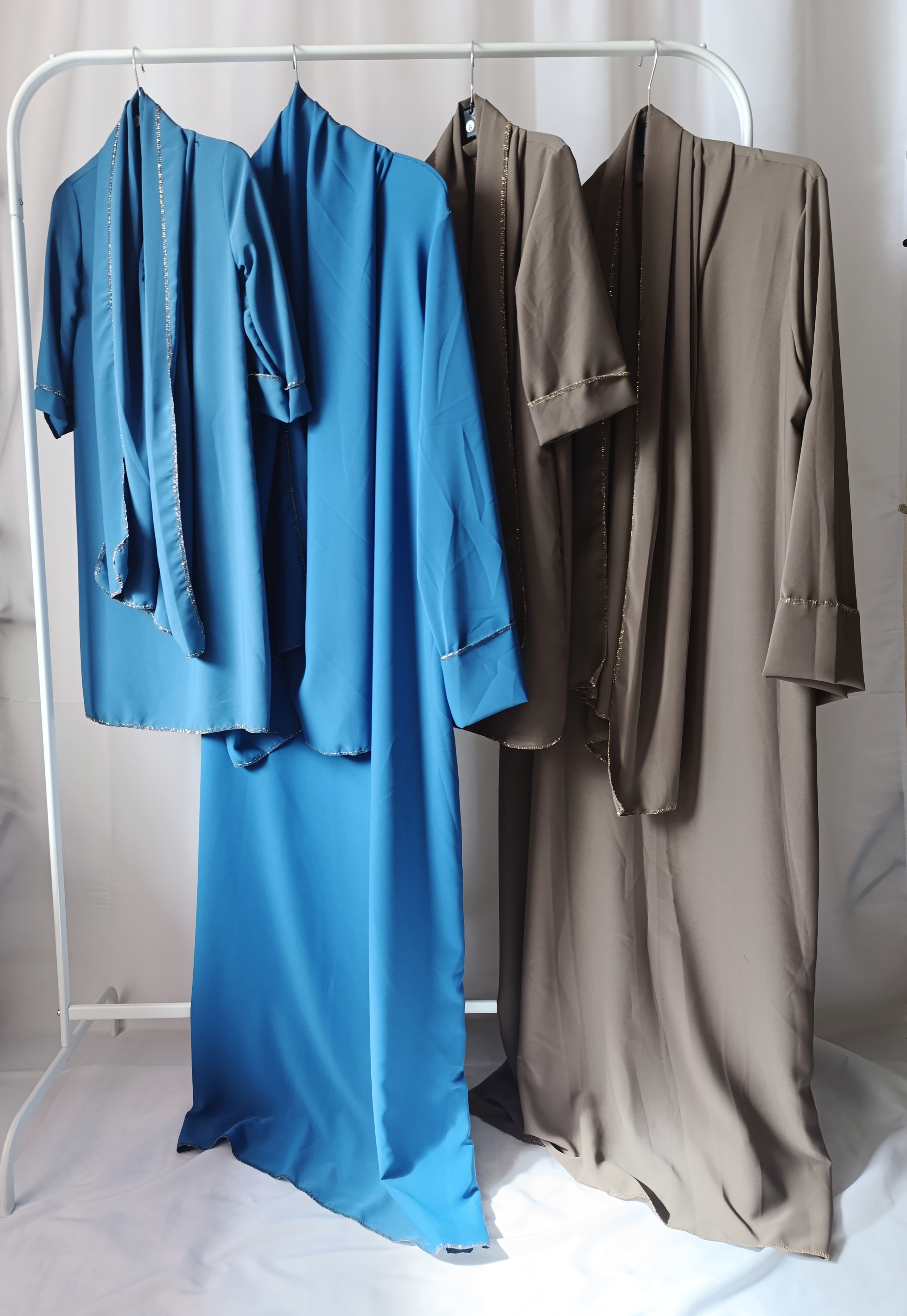 Abaya hijab intégré couture brillante 