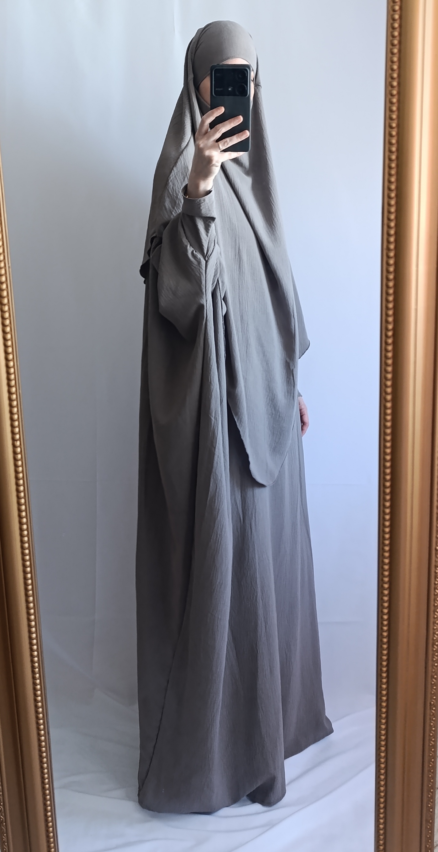 Set Abaya papillon + Khimar - Taupe