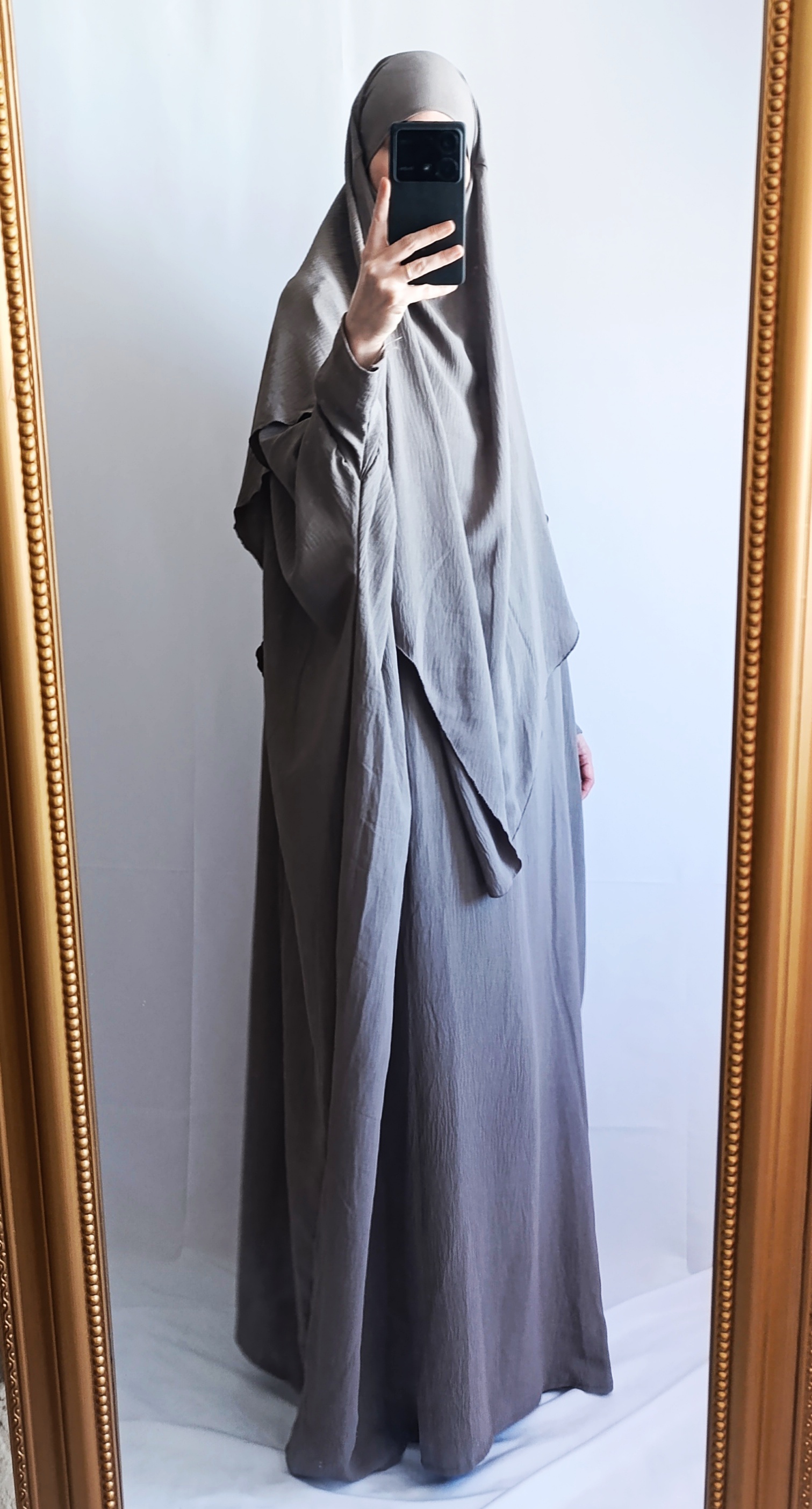 Set Abaya papillon + Khimar - Taupe