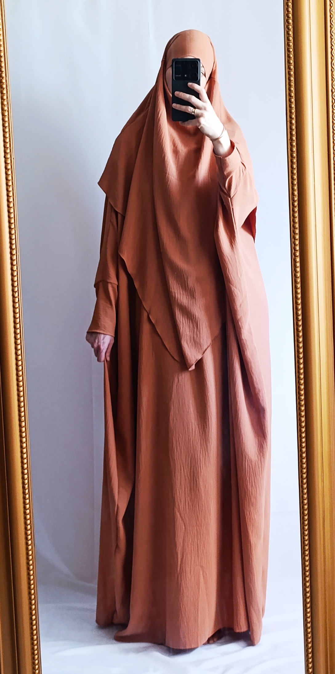 Set Abaya papillon + Khimar - Saumon