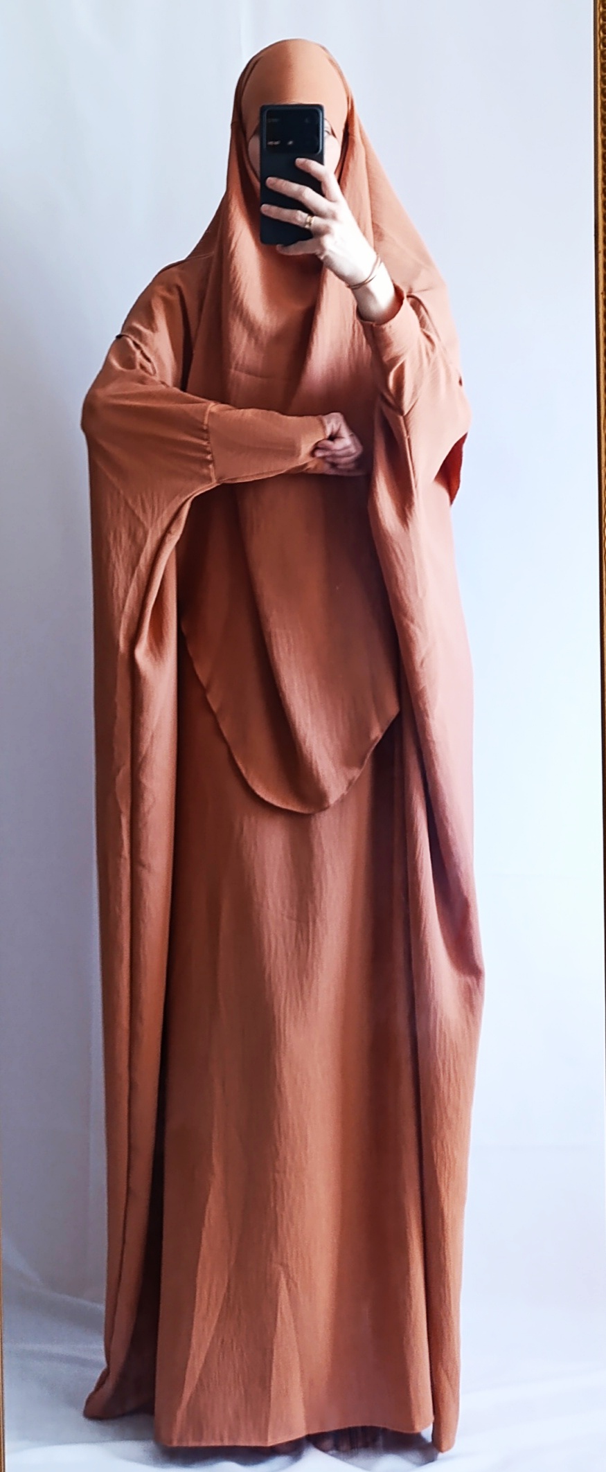 Set Abaya papillon + Khimar - Saumon