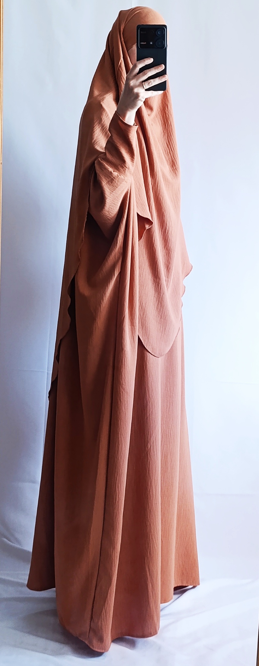Set Abaya papillon + Khimar - Saumon