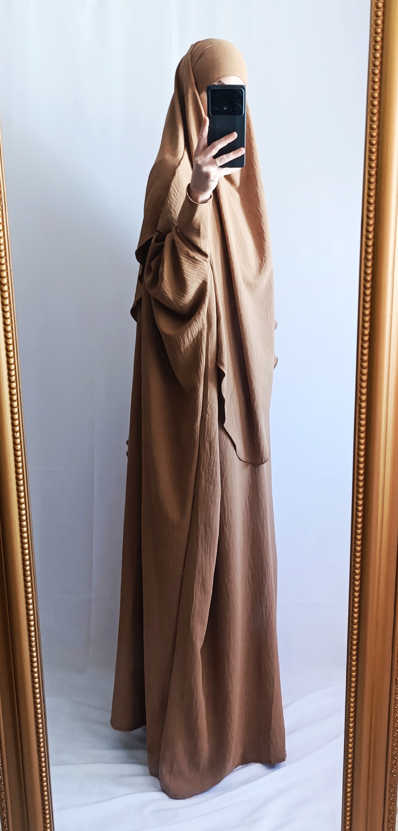 Set Abaya papillon + Khimar - Camel