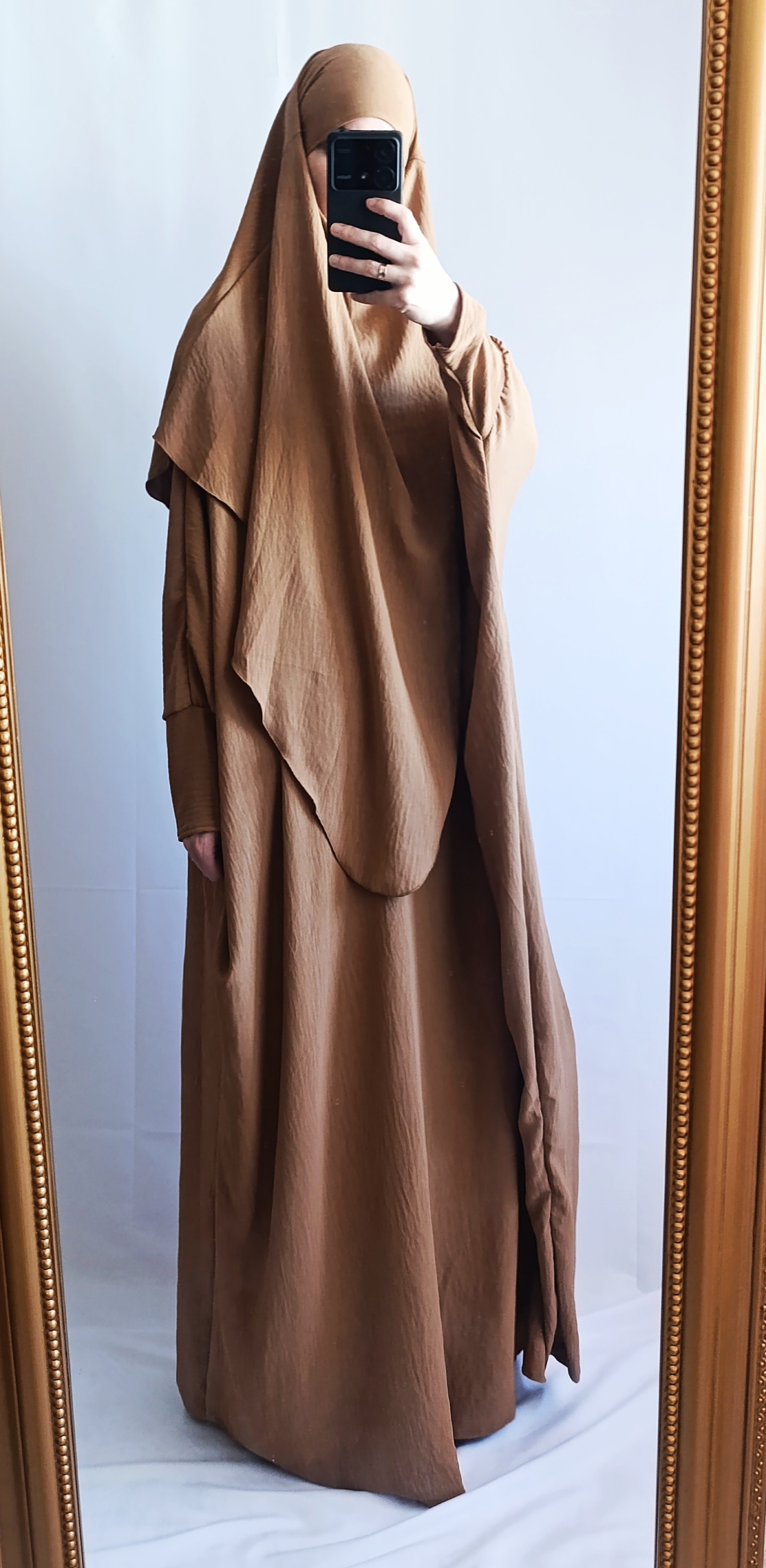 Set Abaya papillon + Khimar - Camel
