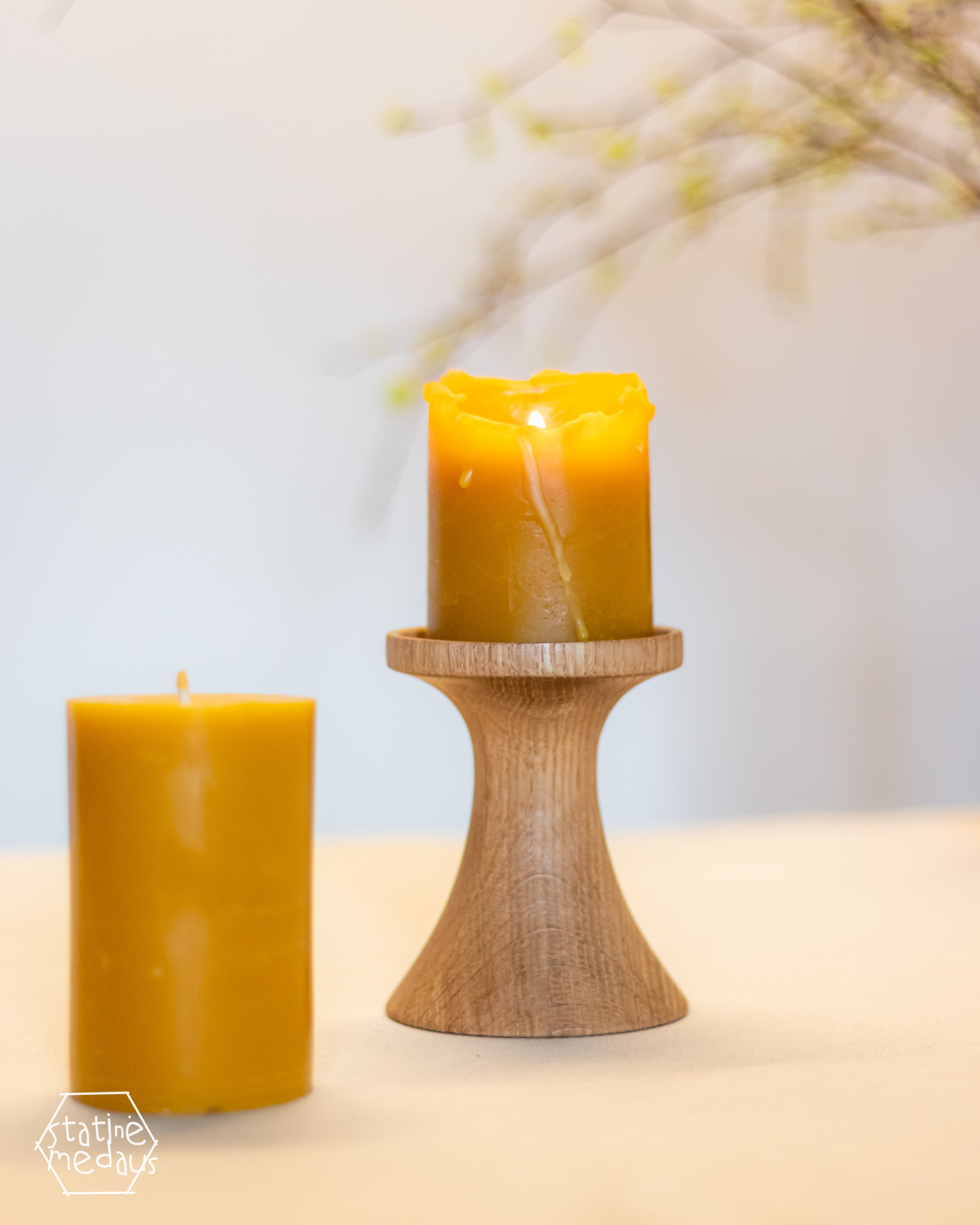 Ąžuolinė žvakidė pastatomoms žvakėms