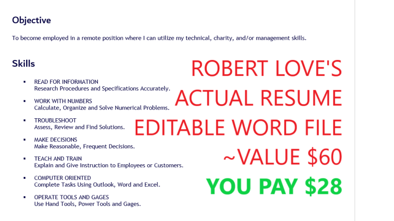 Robert Love's Resume