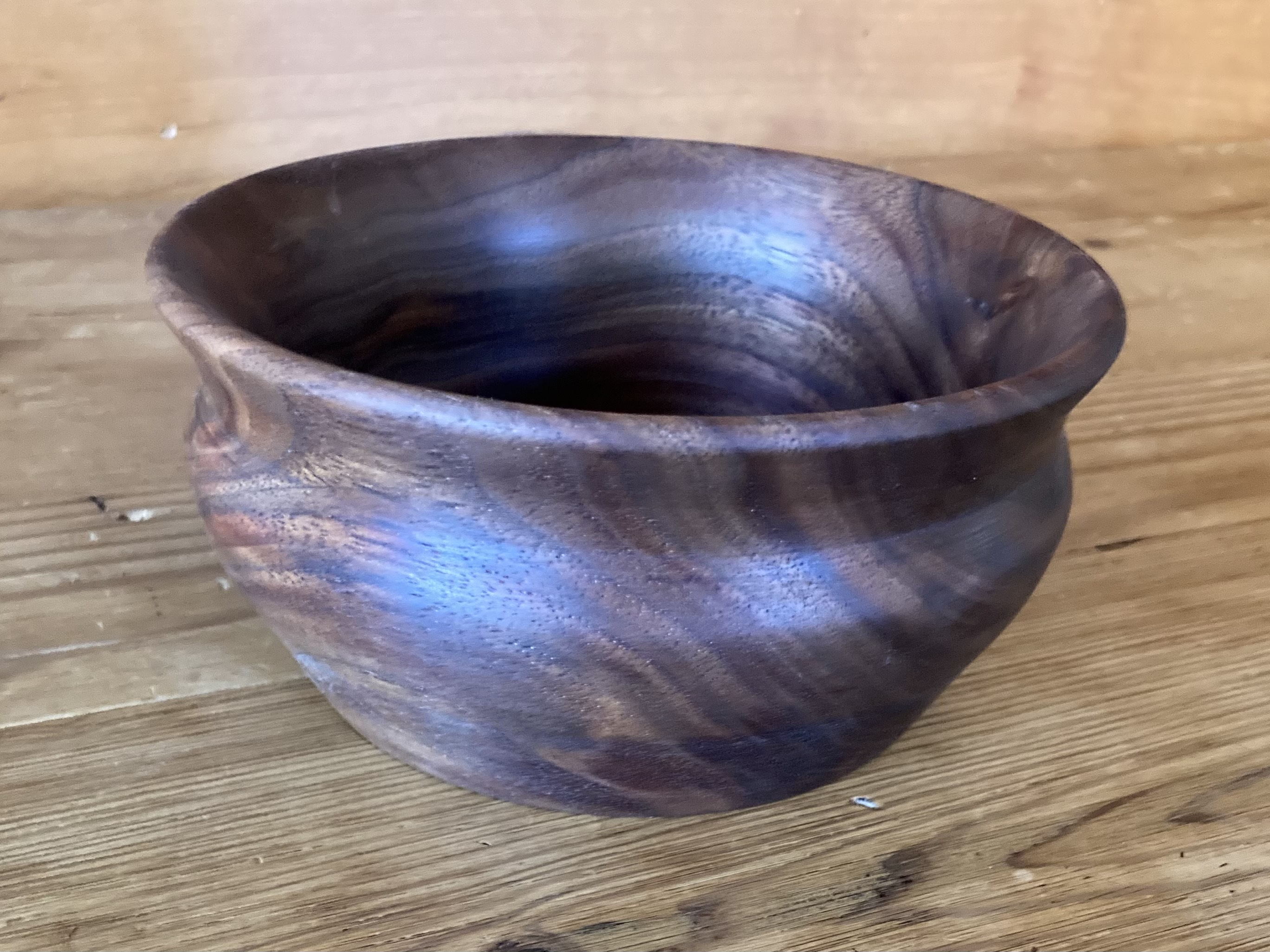 Monkey Wood Bowl Approx 5 1/2" diameter X 2 1/2" tall. 