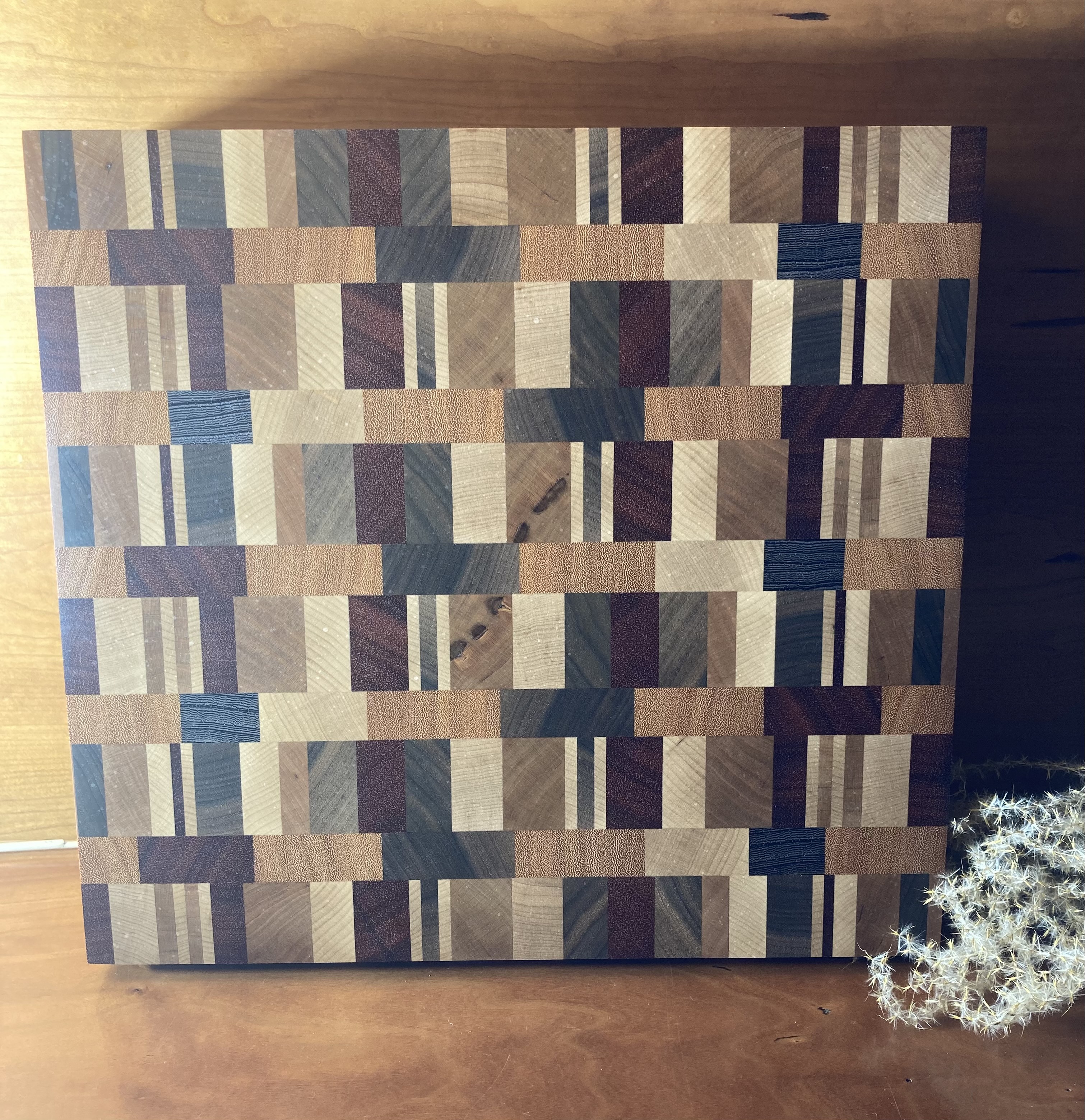 End Grain Cutting Board Approx 12 1/2" X 11 1/2" X 1 7/8"