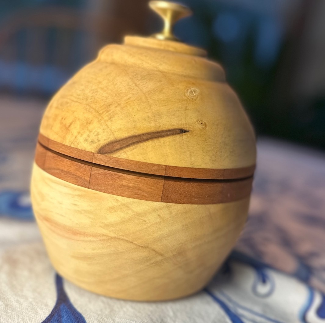 Box Elder and Cherry Box Approx 5 1/2" Diameter X 6 3/4" Tall