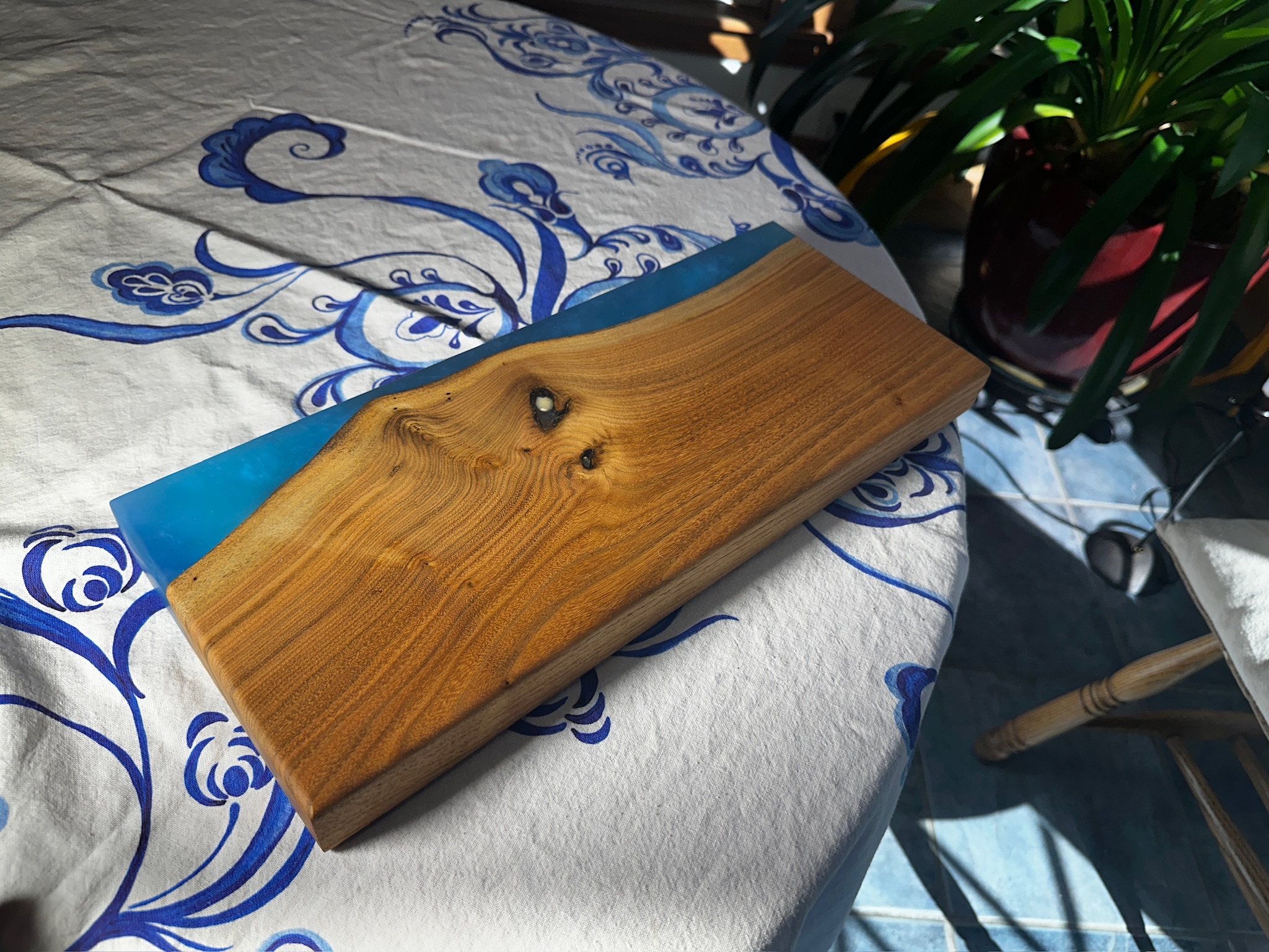Epoxy and Walnut Serving Board Approx 17-7/8" X 7-3/8" X 1-1/2"