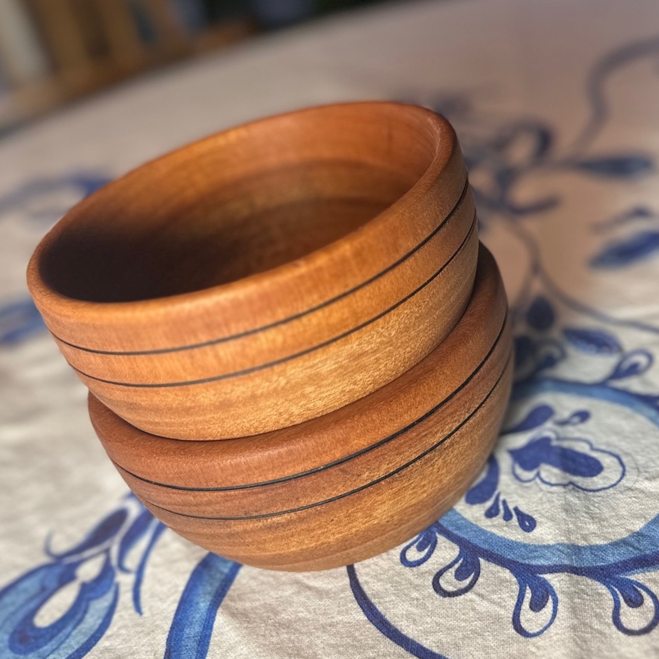 Set of 2 Mahogany Bowls Approx 5 5/8" Diameter X 2 1/2" tall