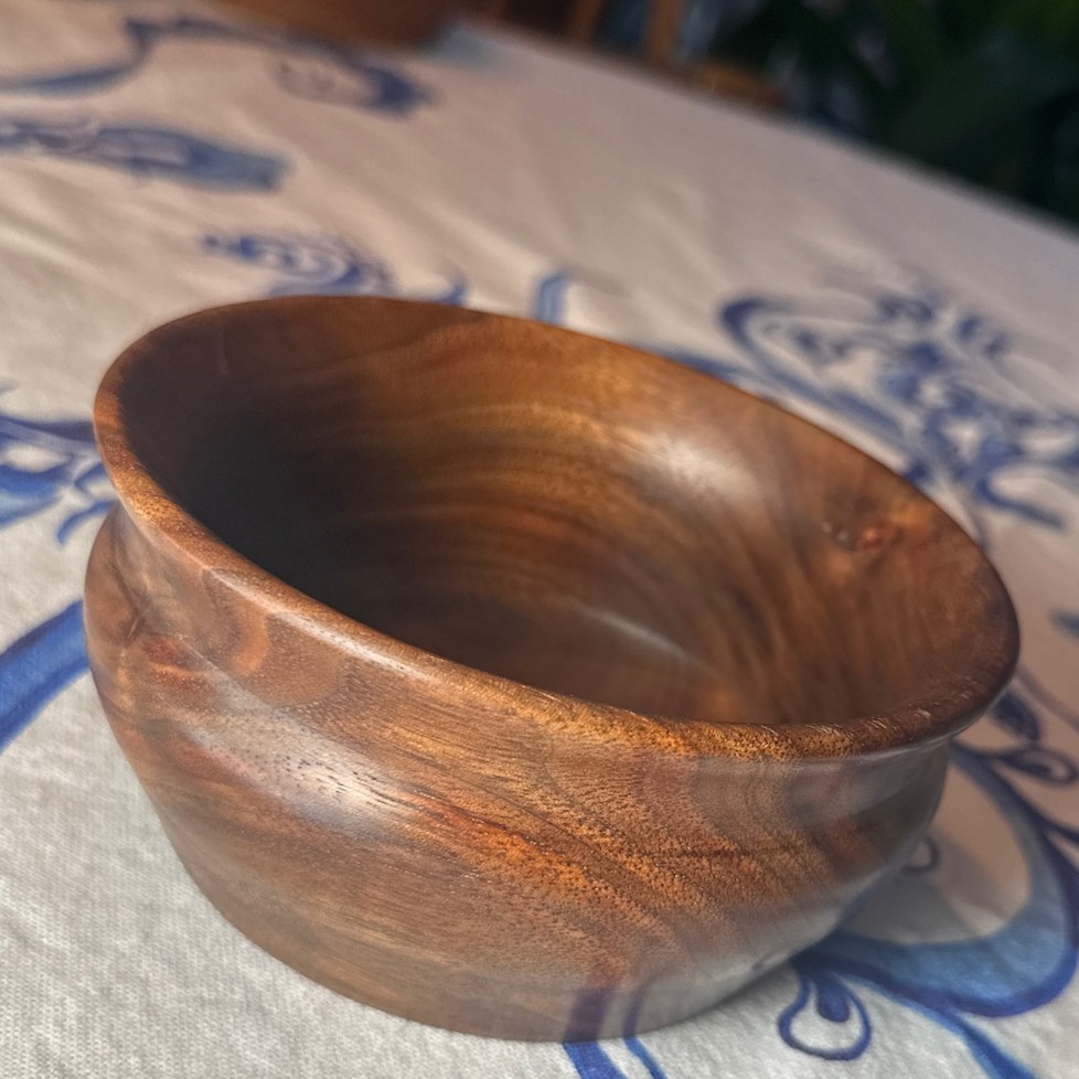 Monkey Wood Bowl Approx 5 1/2" diameter X 2 1/2" tall. 