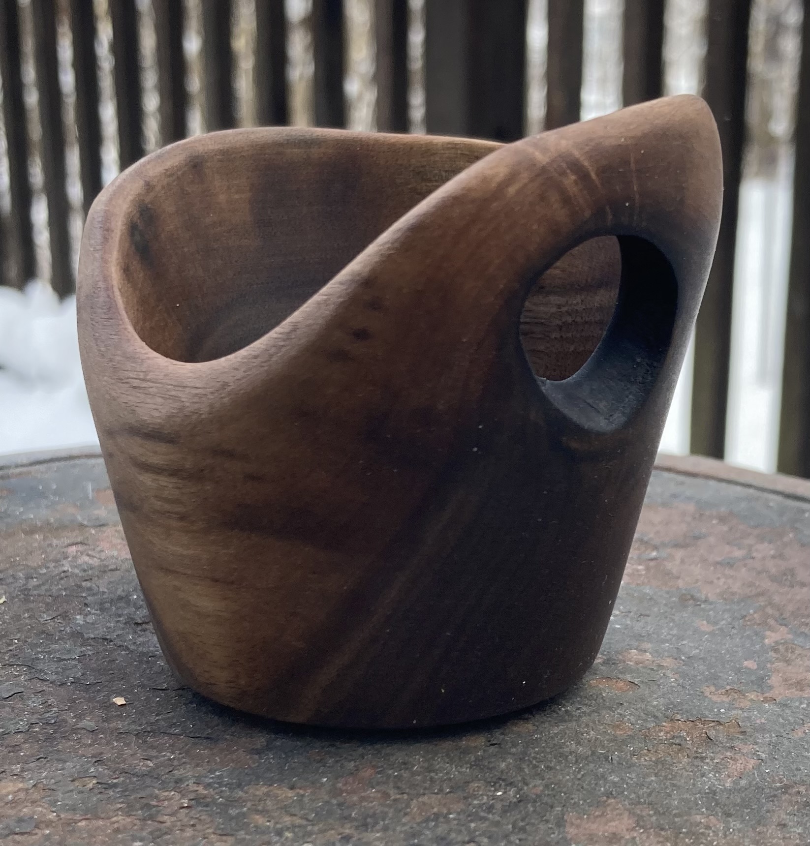 Small Live Edge Walnut Bowl Approx 3 1/8" Diameter X 3" Tall