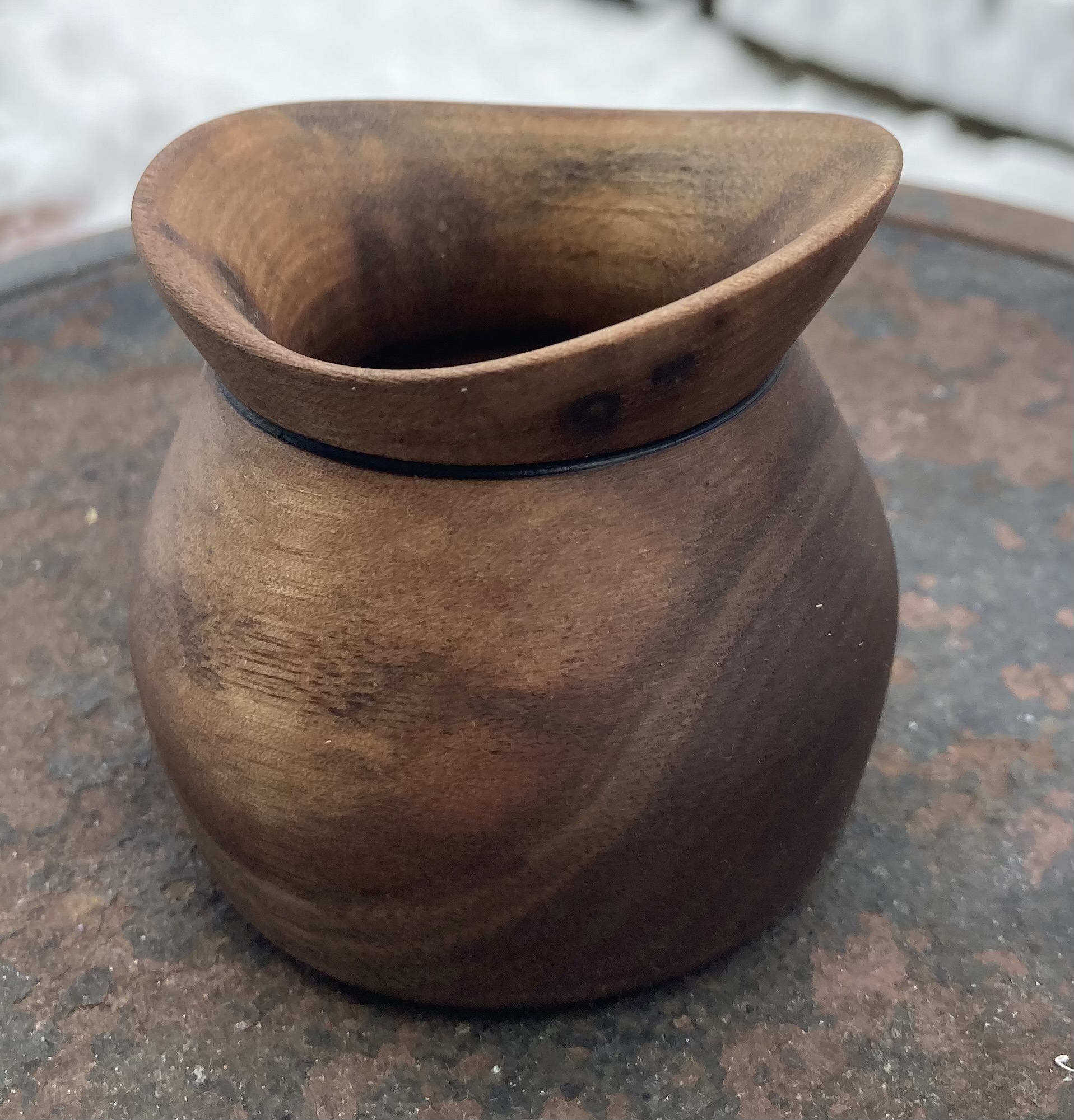 Small Live Edge Walnut Bowl Approx 2 1/4" Diameter X 2 1/2" Tall