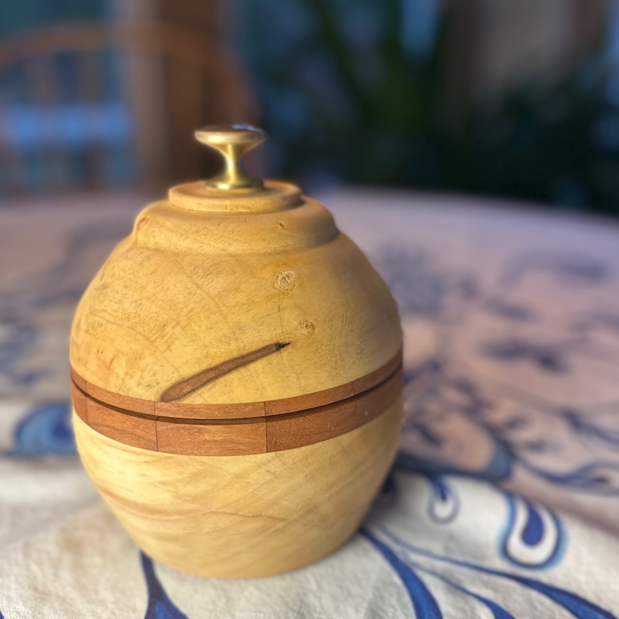 Box Elder and Cherry Box Approx 5 1/2" Diameter X 6 3/4" Tall