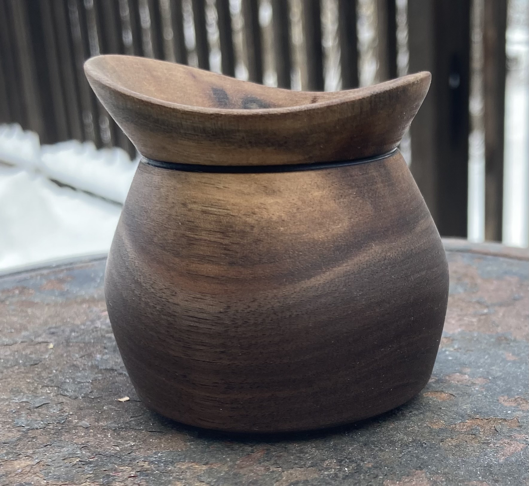 Small Live Edge Walnut Bowl Approx 2 1/4" Diameter X 2 1/2" Tall
