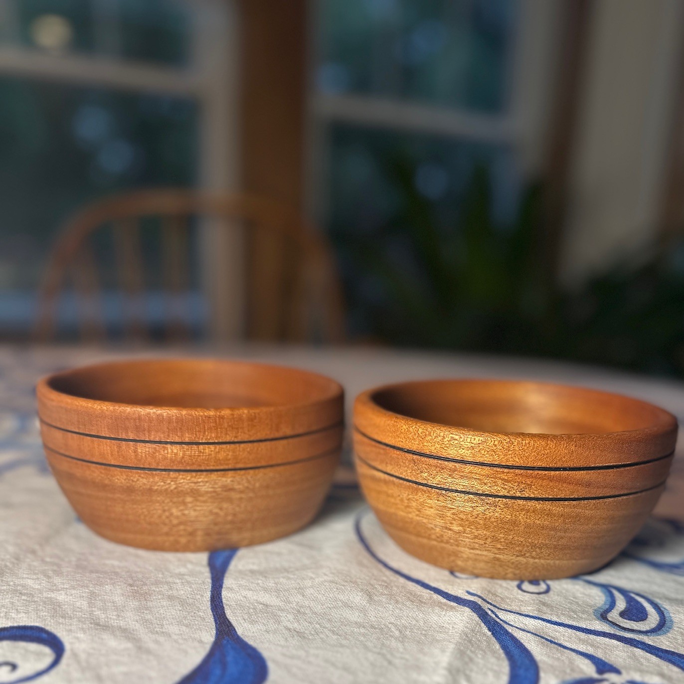 Set of 2 Mahogany Bowls Approx 5 5/8" Diameter X 2 1/2" tall
