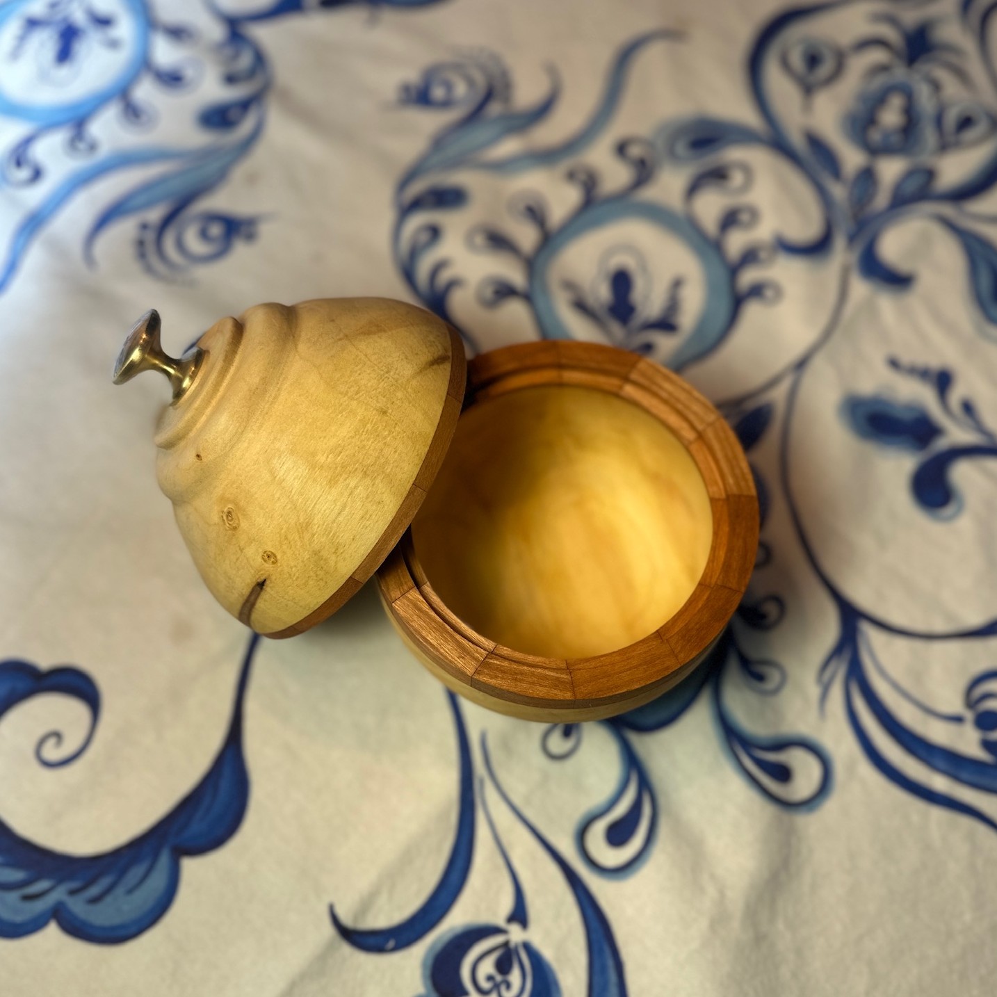 Box Elder and Cherry Box Approx 5 1/2" Diameter X 6 3/4" Tall