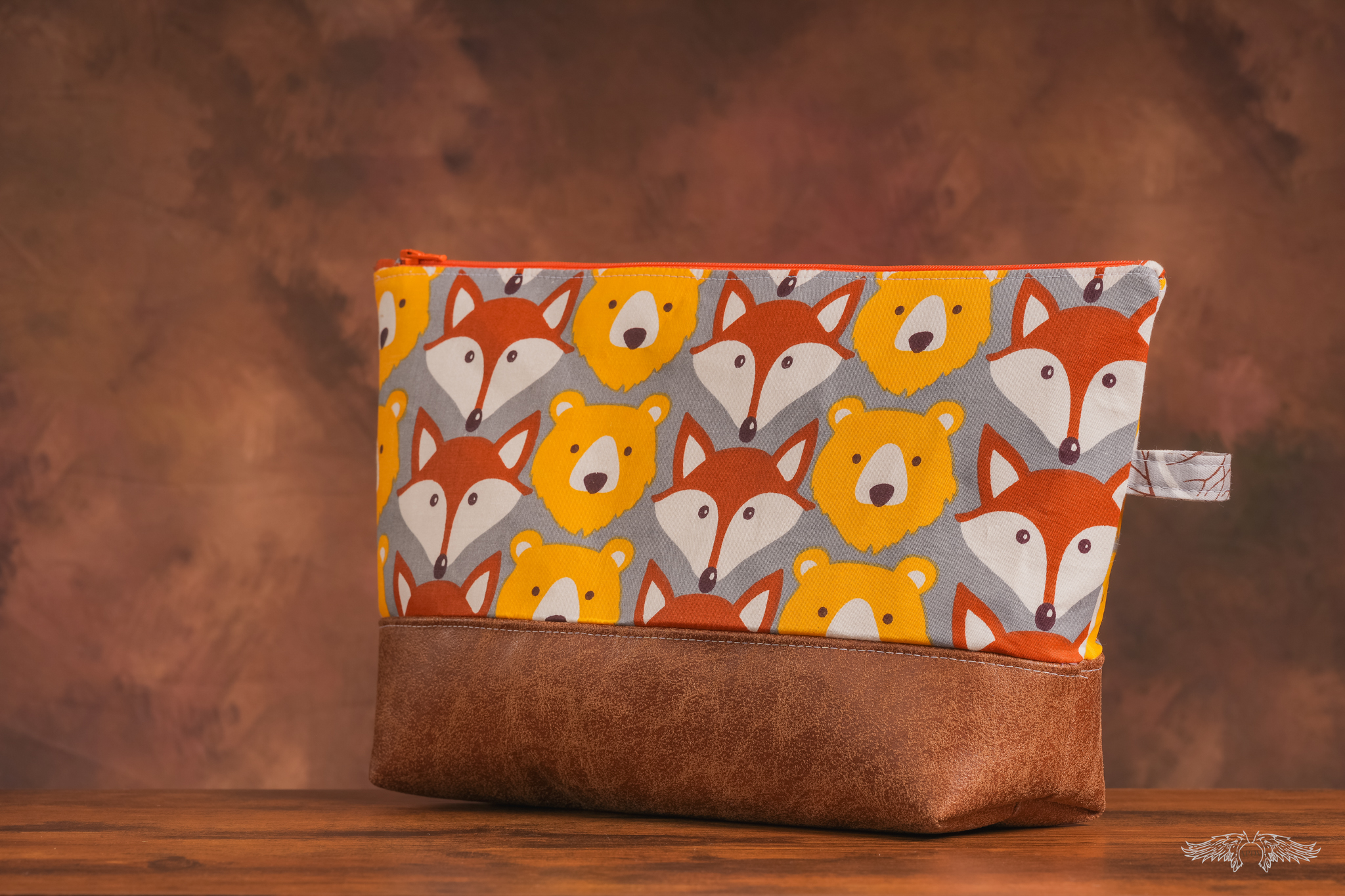 Trousse grand modèle motif renard et ours