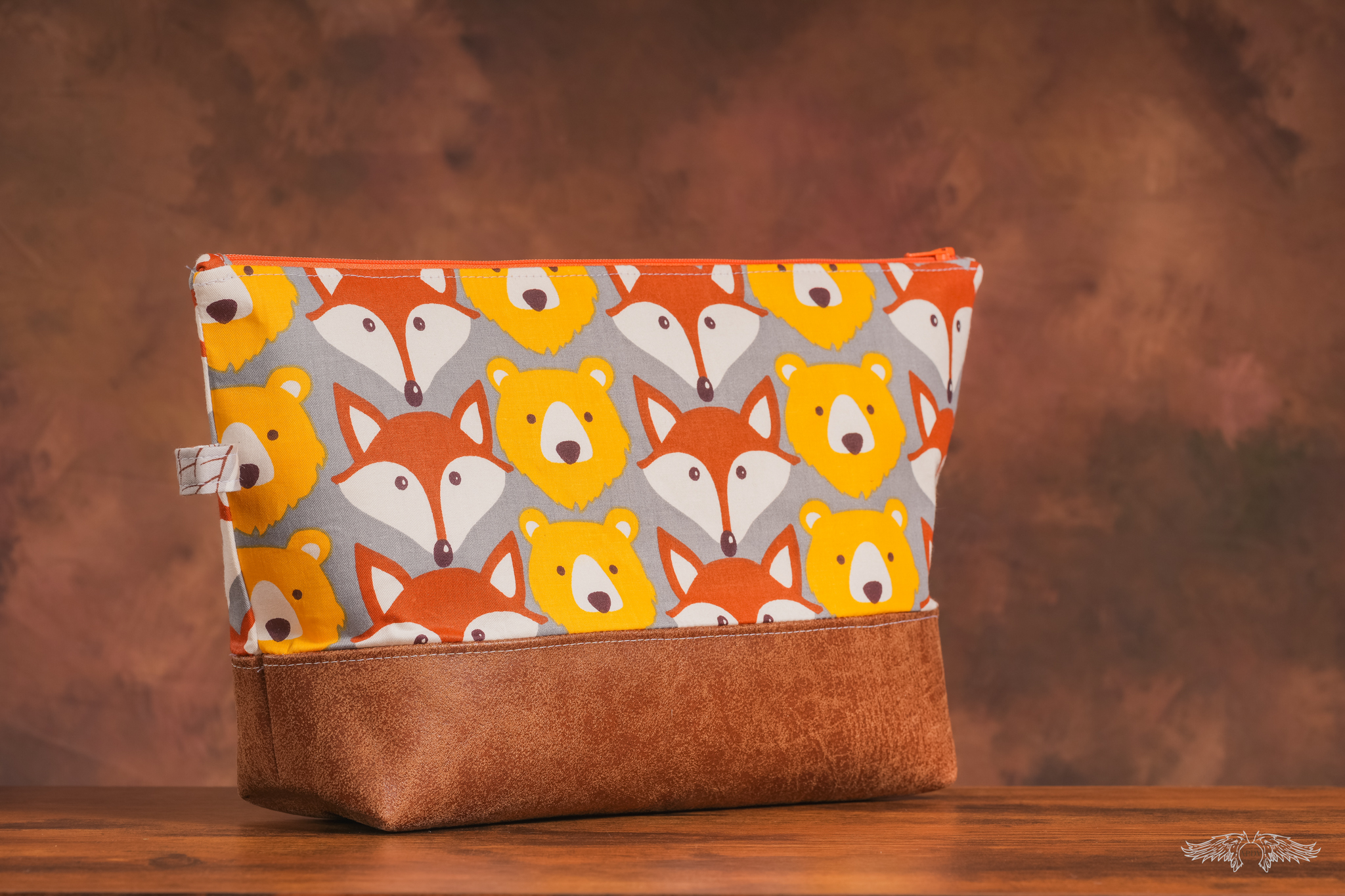 Trousse grand modèle motif renard et ours