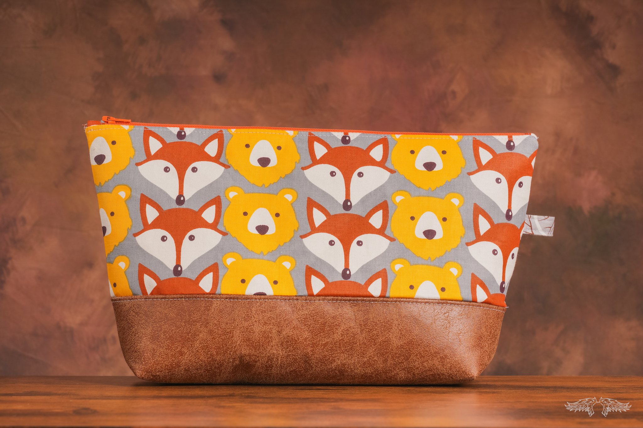 Trousse grand modèle motif renard et ours