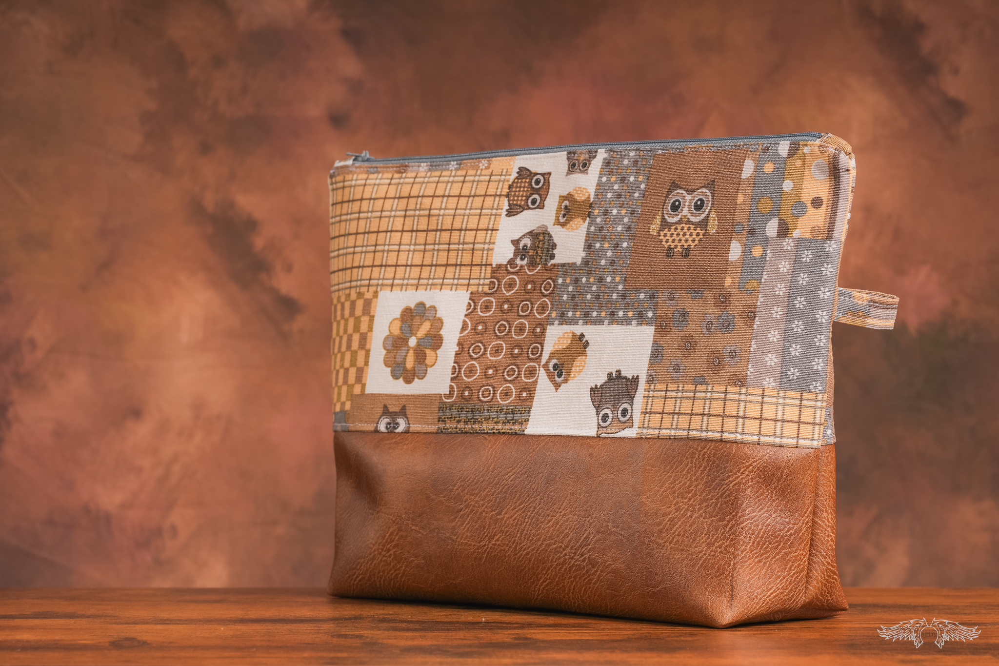 Trousse grand modèle motif "chouettes"