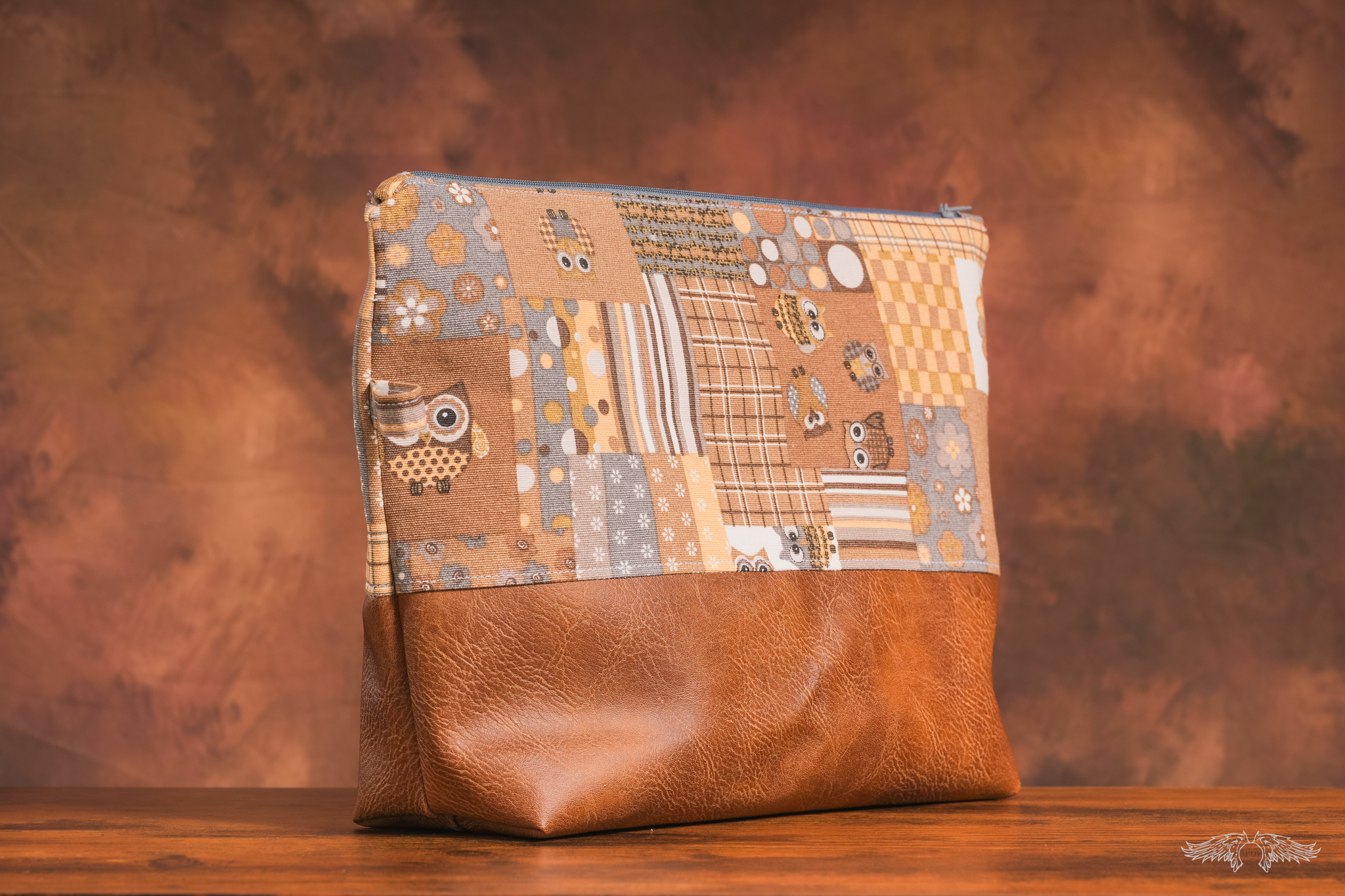 Trousse grand modèle motif "chouettes"