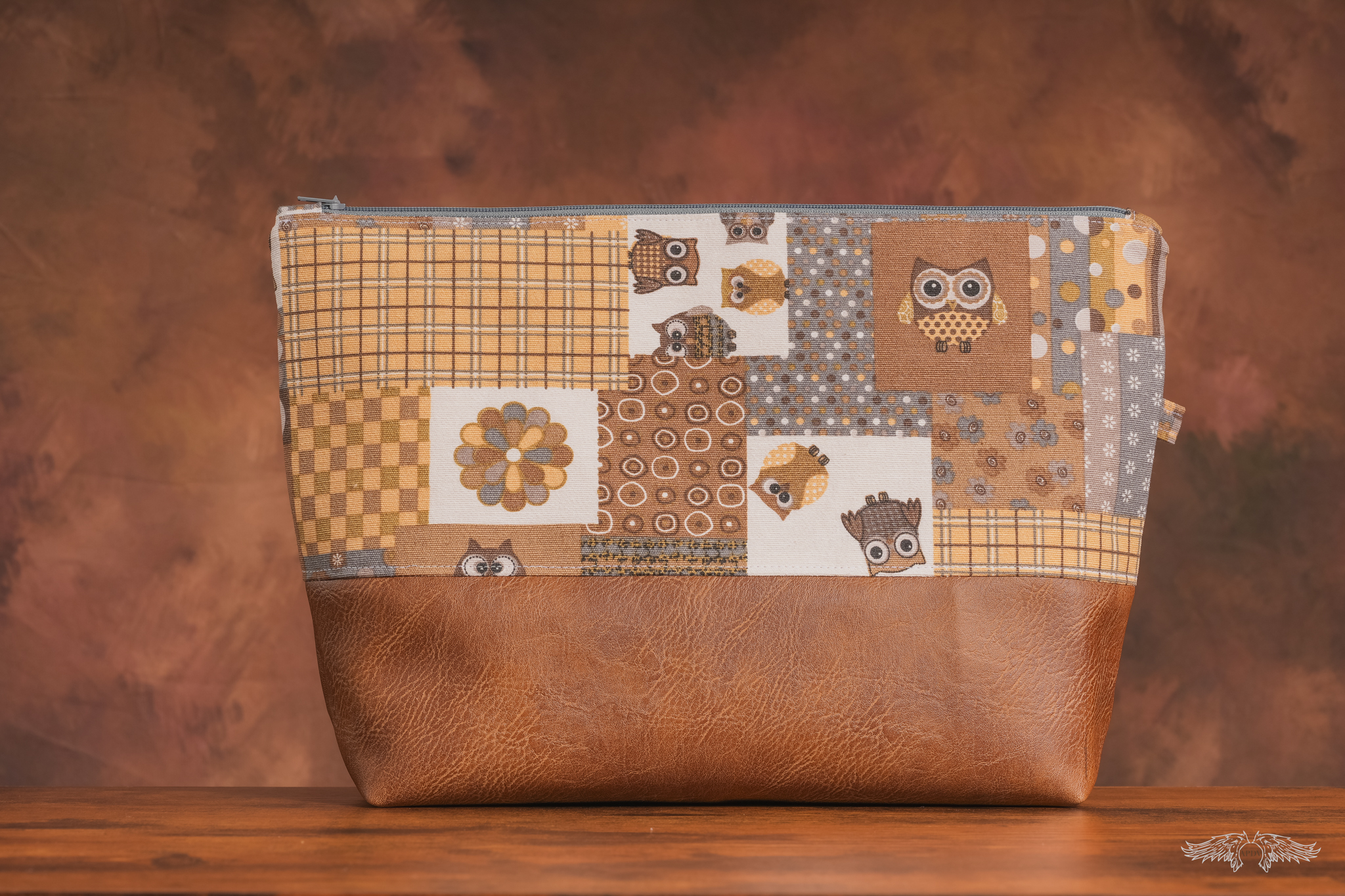 Trousse grand modèle motif "chouettes"