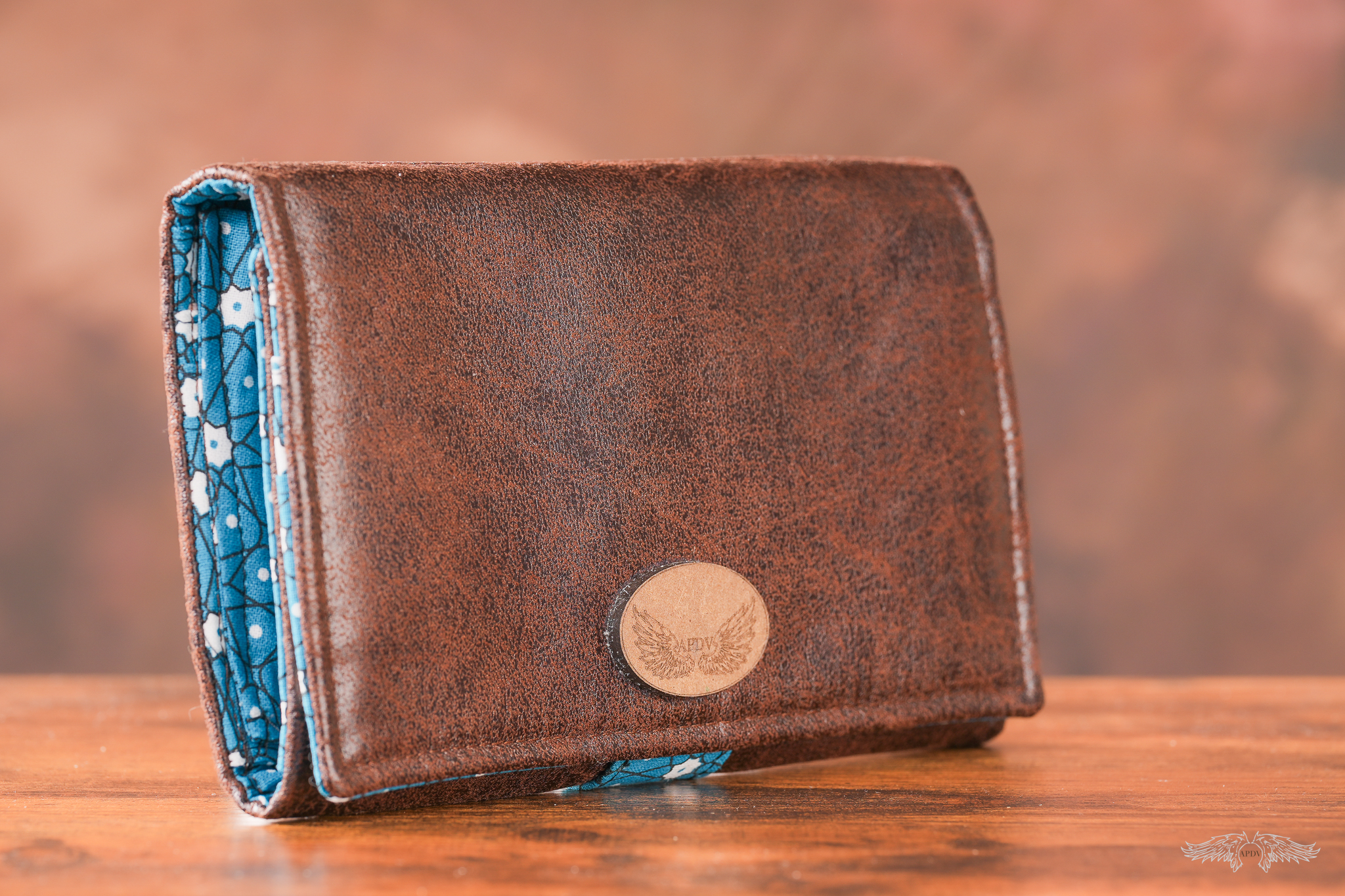 Compagnon turquoise motif "géométrie et fleurs"