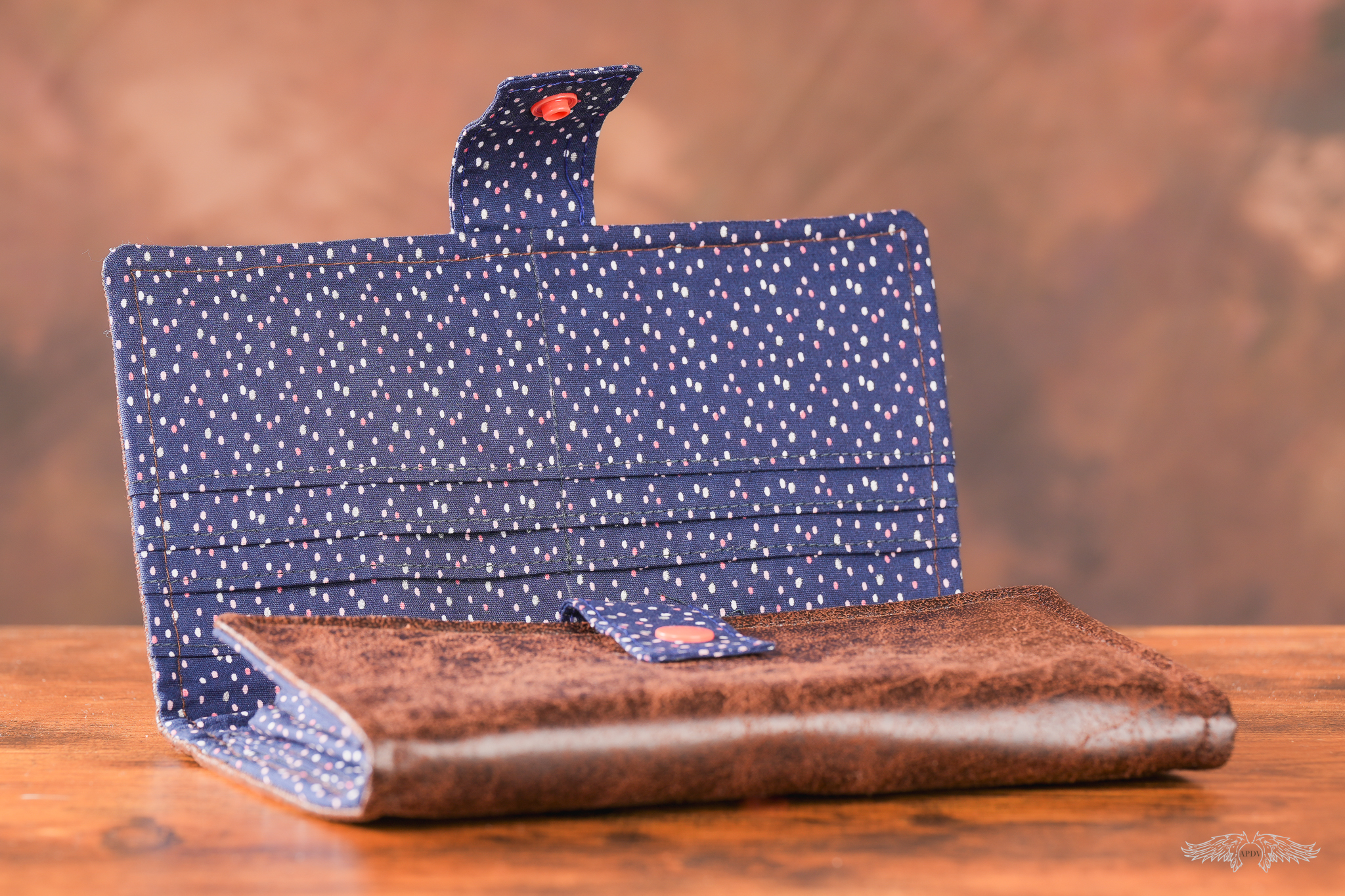 Compagnon bleu marine motif "pois colorés"