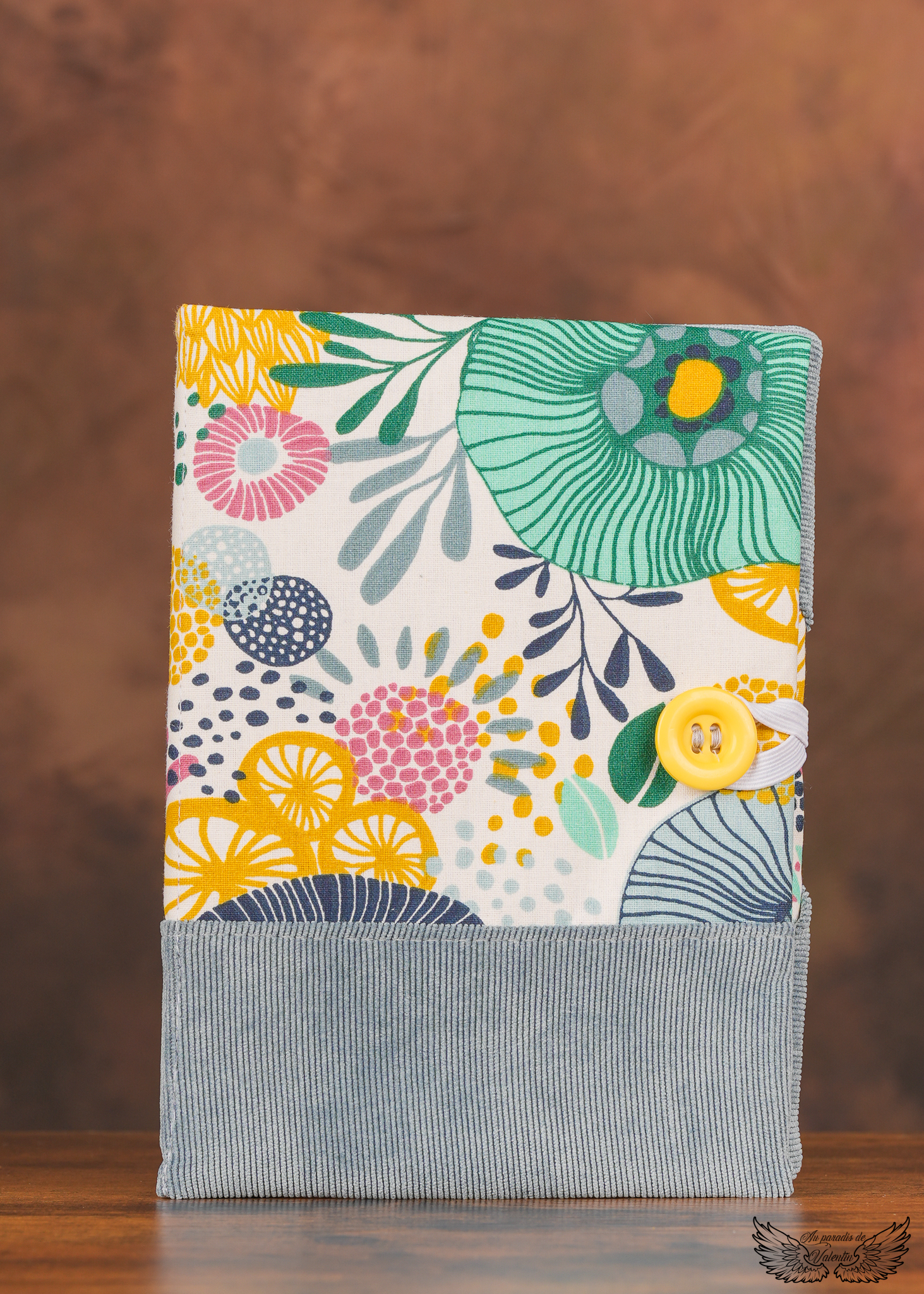 Étui à liseuse Fleurs bleu