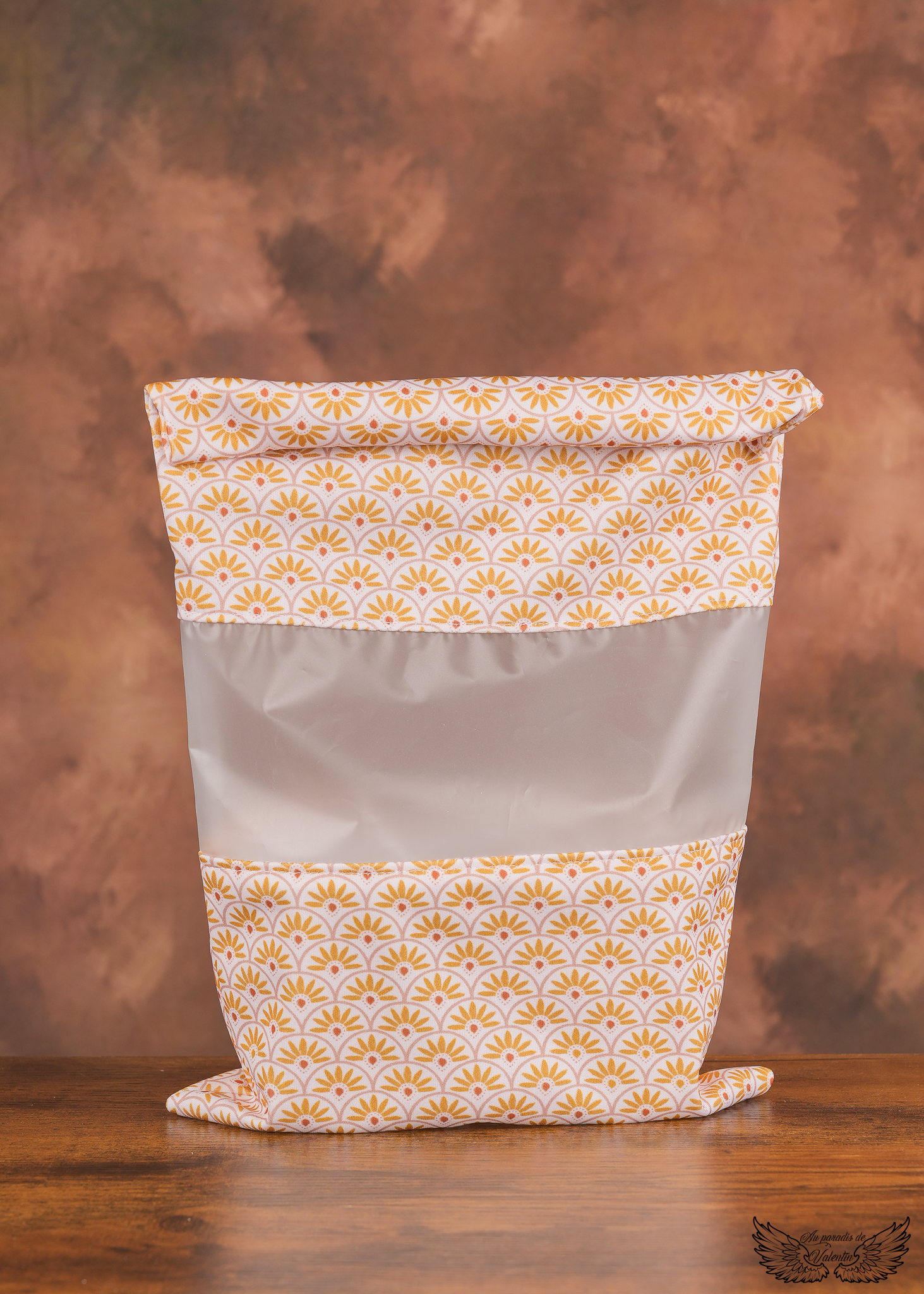 Sac à congélation grand modèle motif "éventails jaunes".