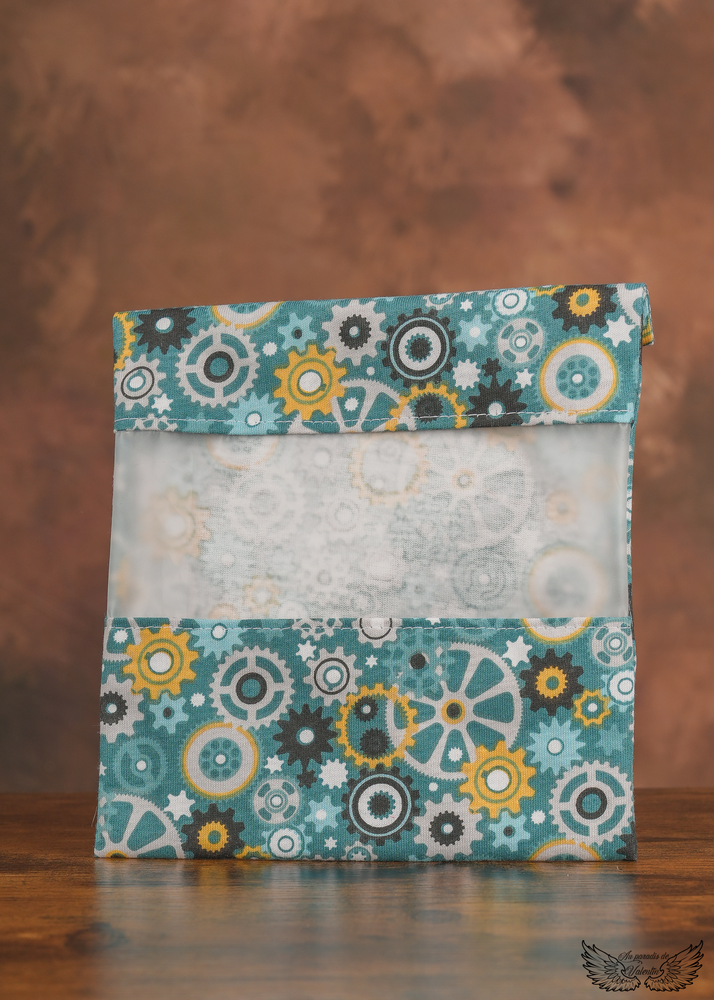 Sac à congélation petit modèle motif "mécanismes bleus"
