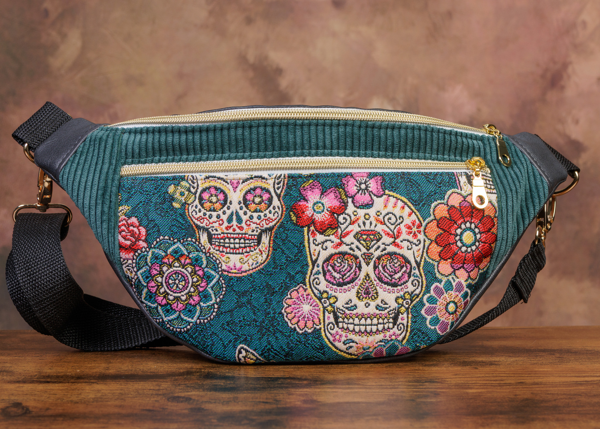 Sac banane jacquard tête de mort