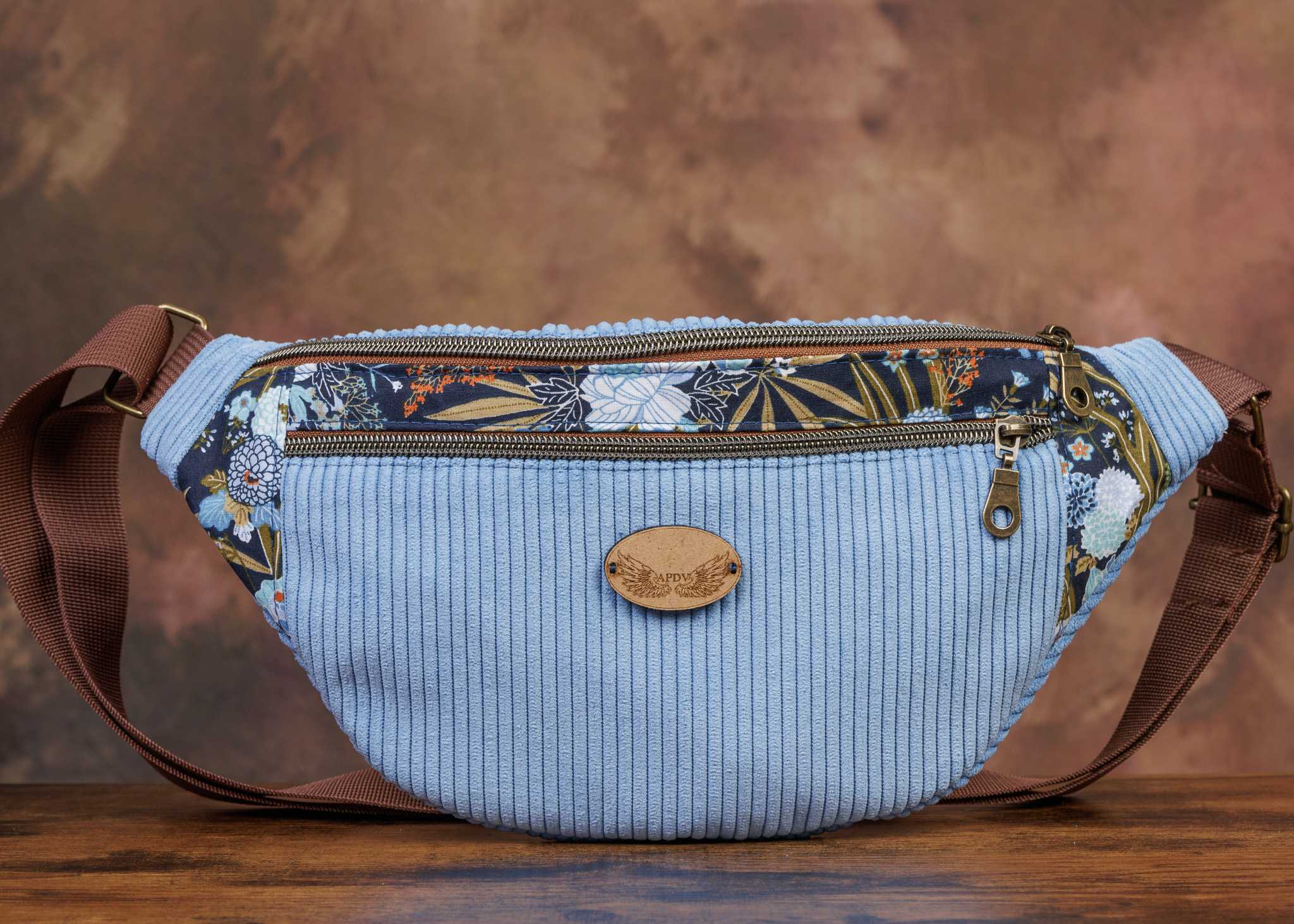 Sac banane velours bleu