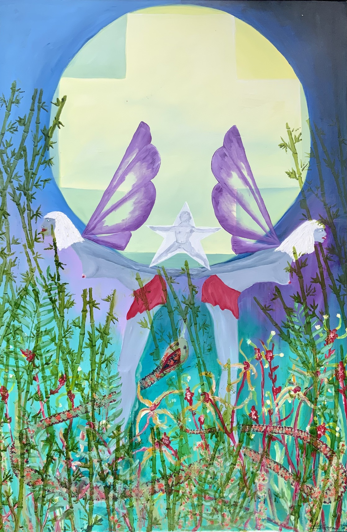 Moon Fairies. Oil on Plywood. 80 x 120cm