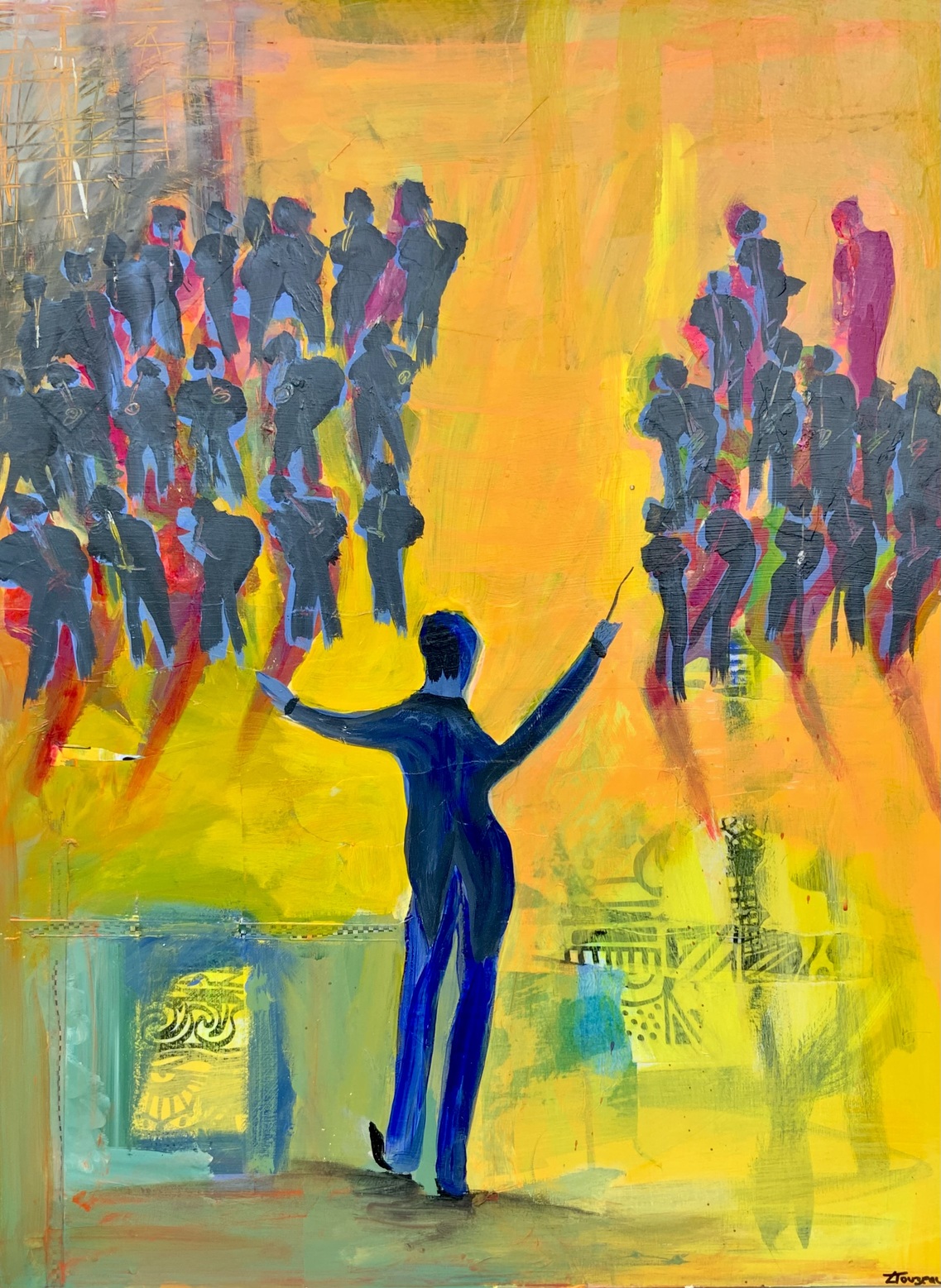 Big band. Acrylic on ply board. 60x 80cm