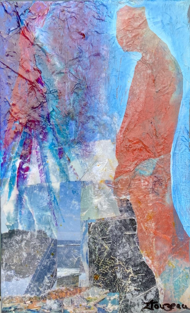 Alone Again. Acrylic and paper on canvas. 16x 26cm