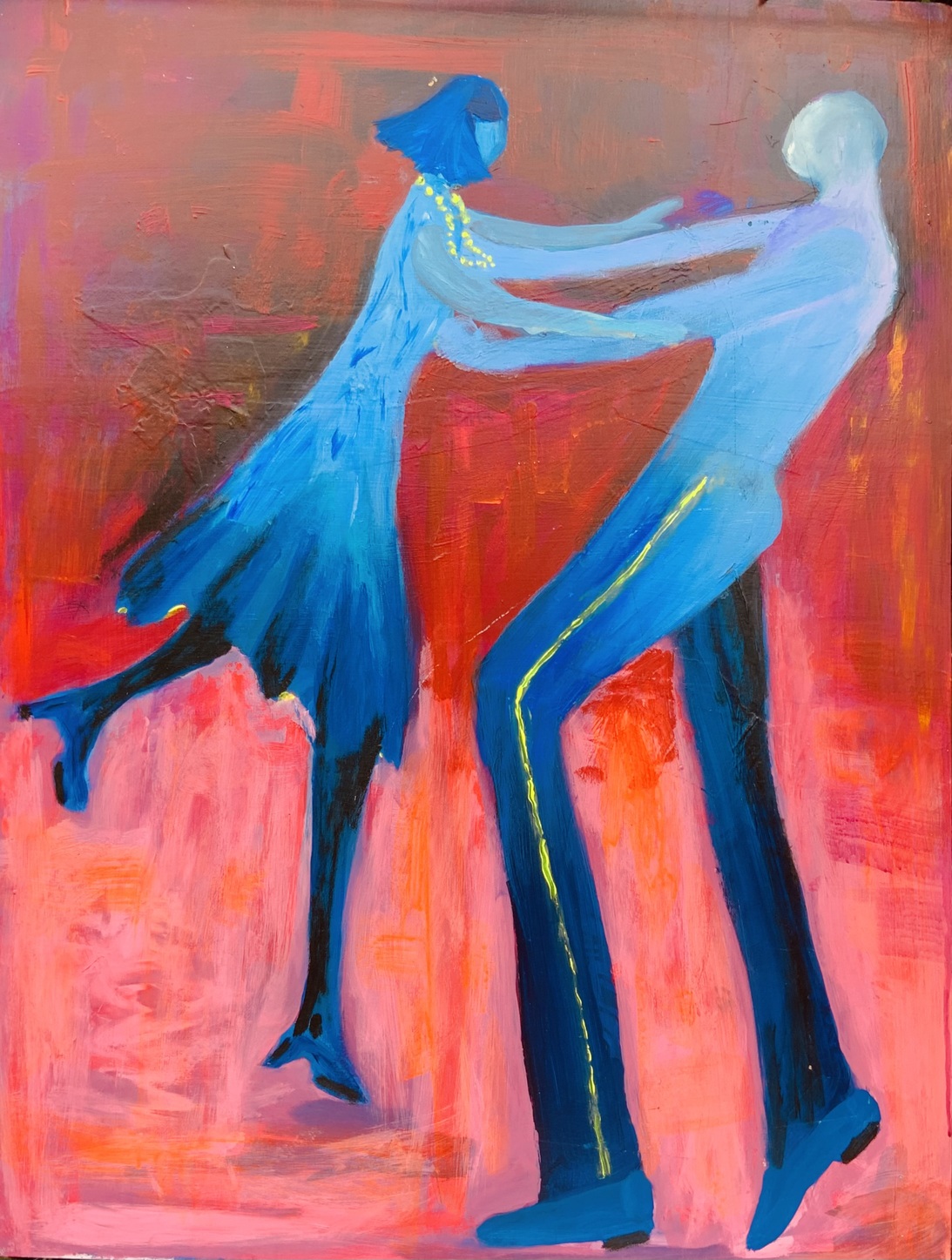 Let's swing. Acrylic on ply board. 60 x 80cm