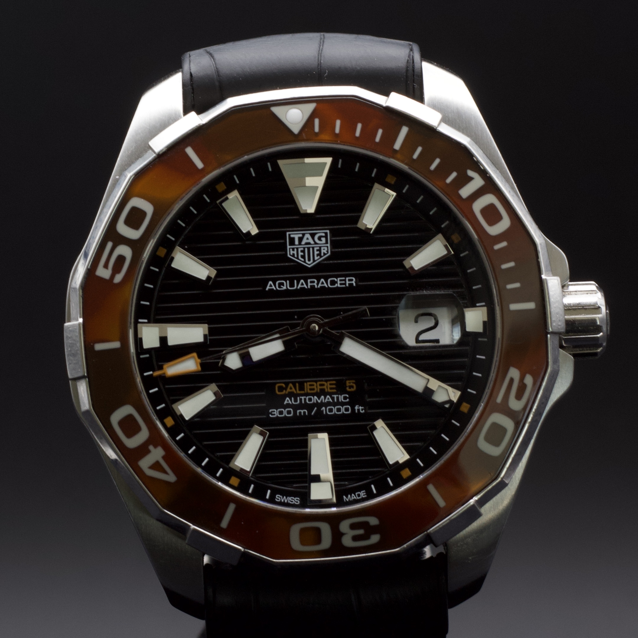 Tag Heuer Aquaracer 300M Calibre 5 Automatic Tortoise Shell Effect Ref# WAY201N.FT6177 (SOLD)
