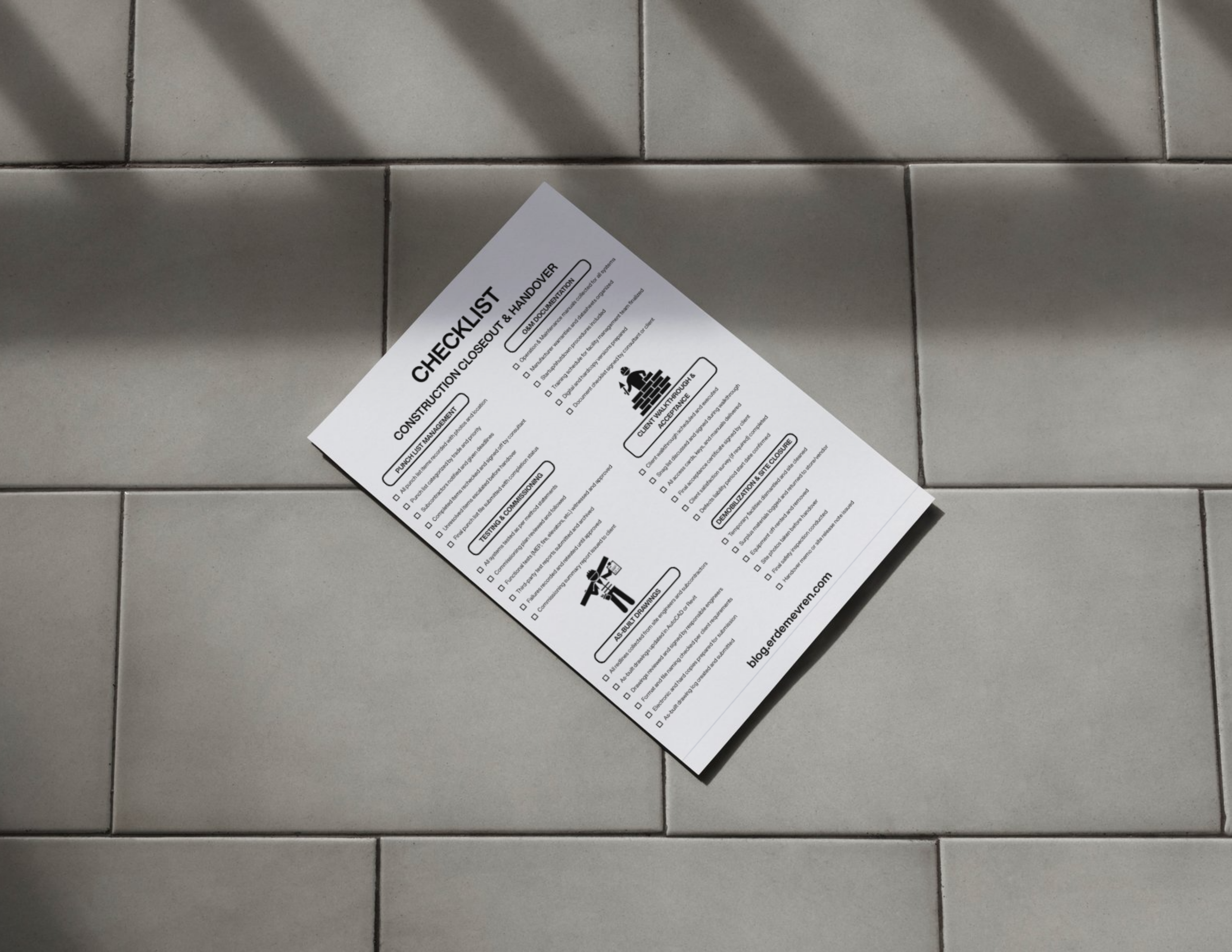 Checklist – Construction Closeout & Handover