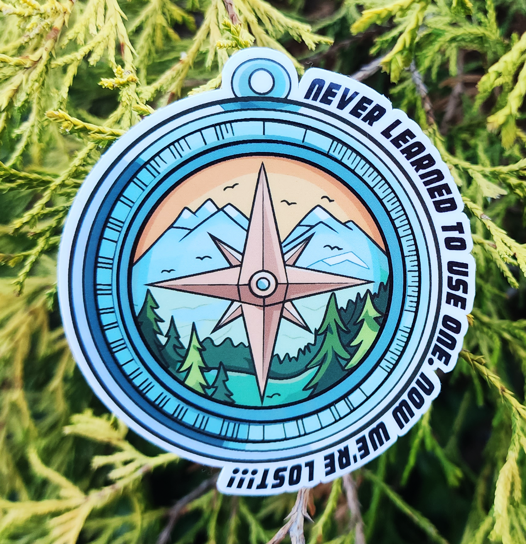 Compass Sticker We Are Lost! Funny Sticker