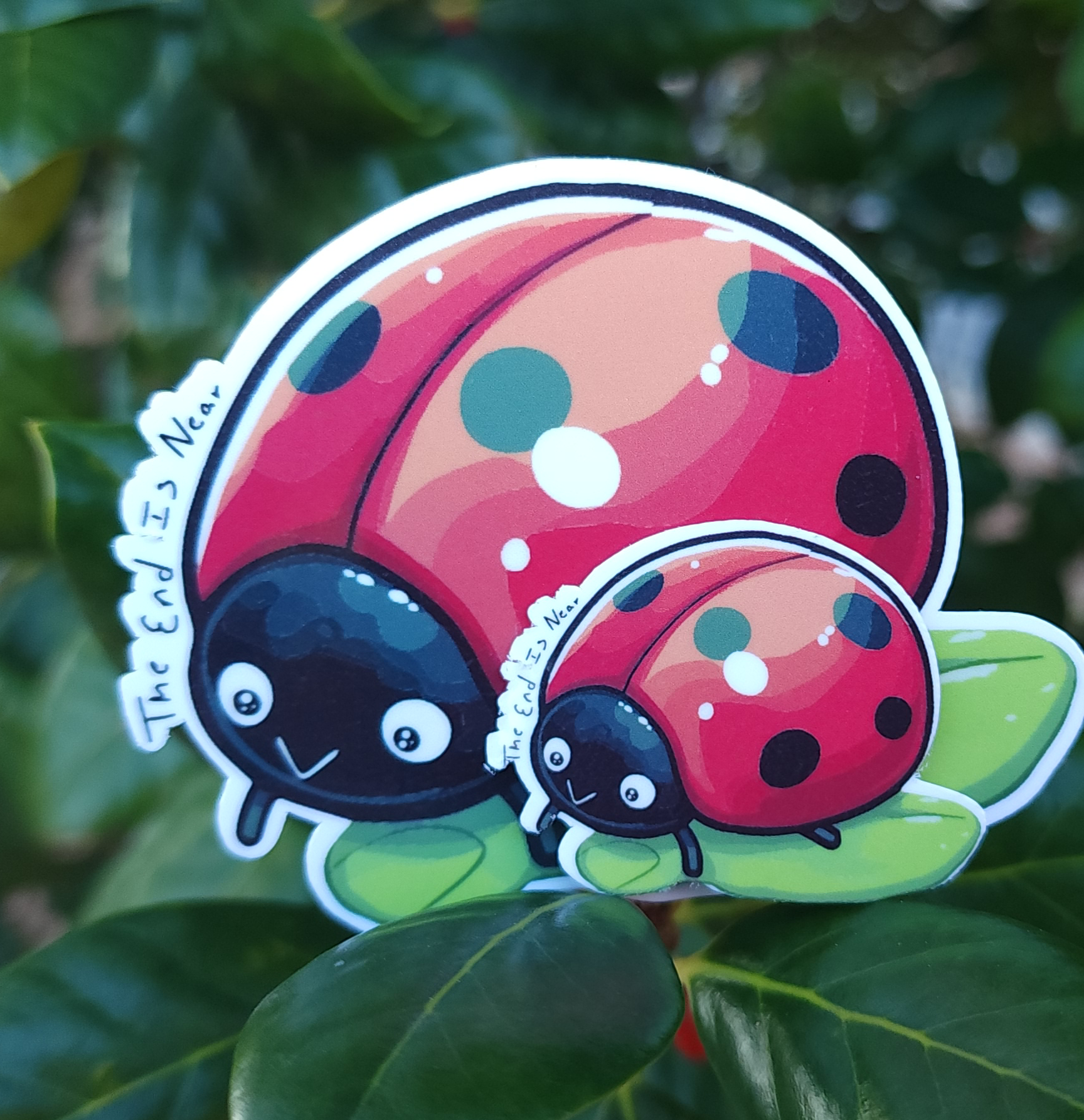 Lady Bug The End Is Near Funny Sticker