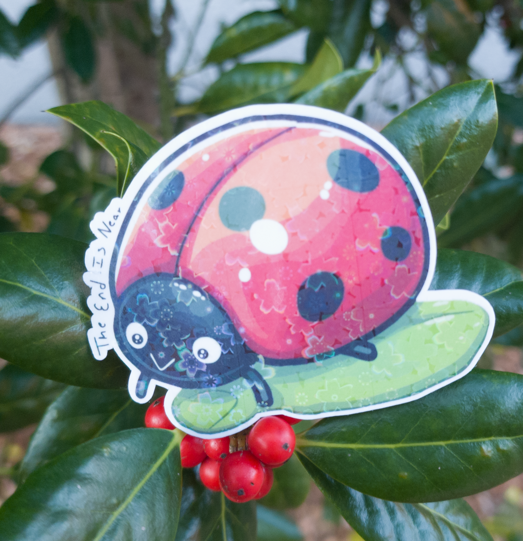 Lady Bug The End Is Near Funny Sticker