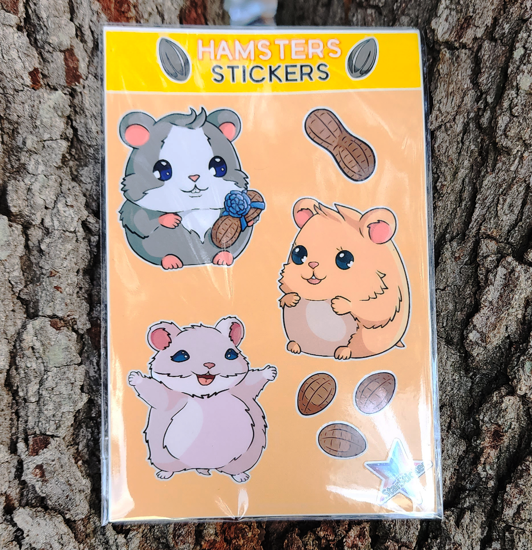 Hamster Sticker Sheet (Grey, Yellow, and White)