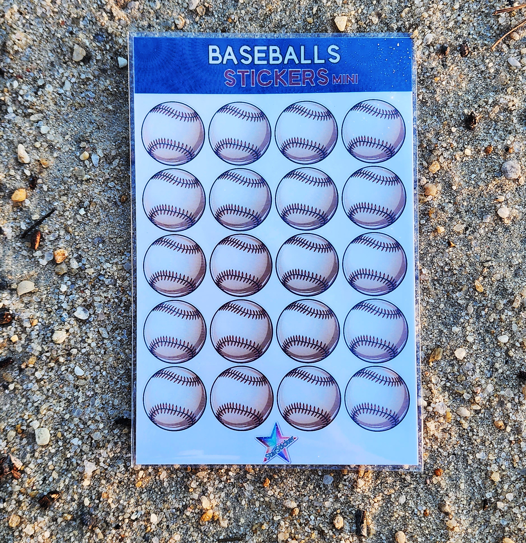 Baseballs Sticker Sheet (20 Mini baseballs)