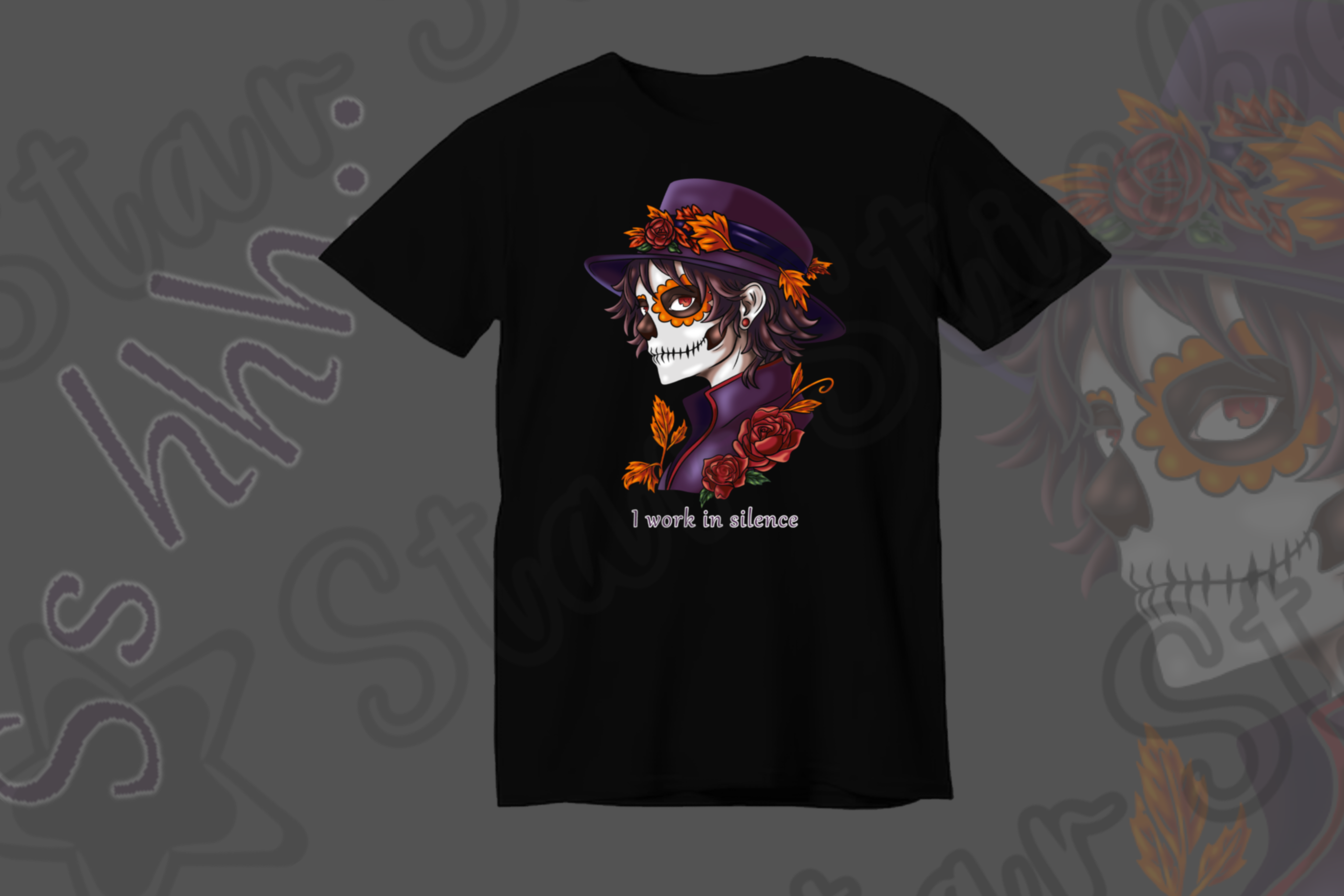 Sshhh.. I work in silence Dark Gothic Graphic T-Shirt